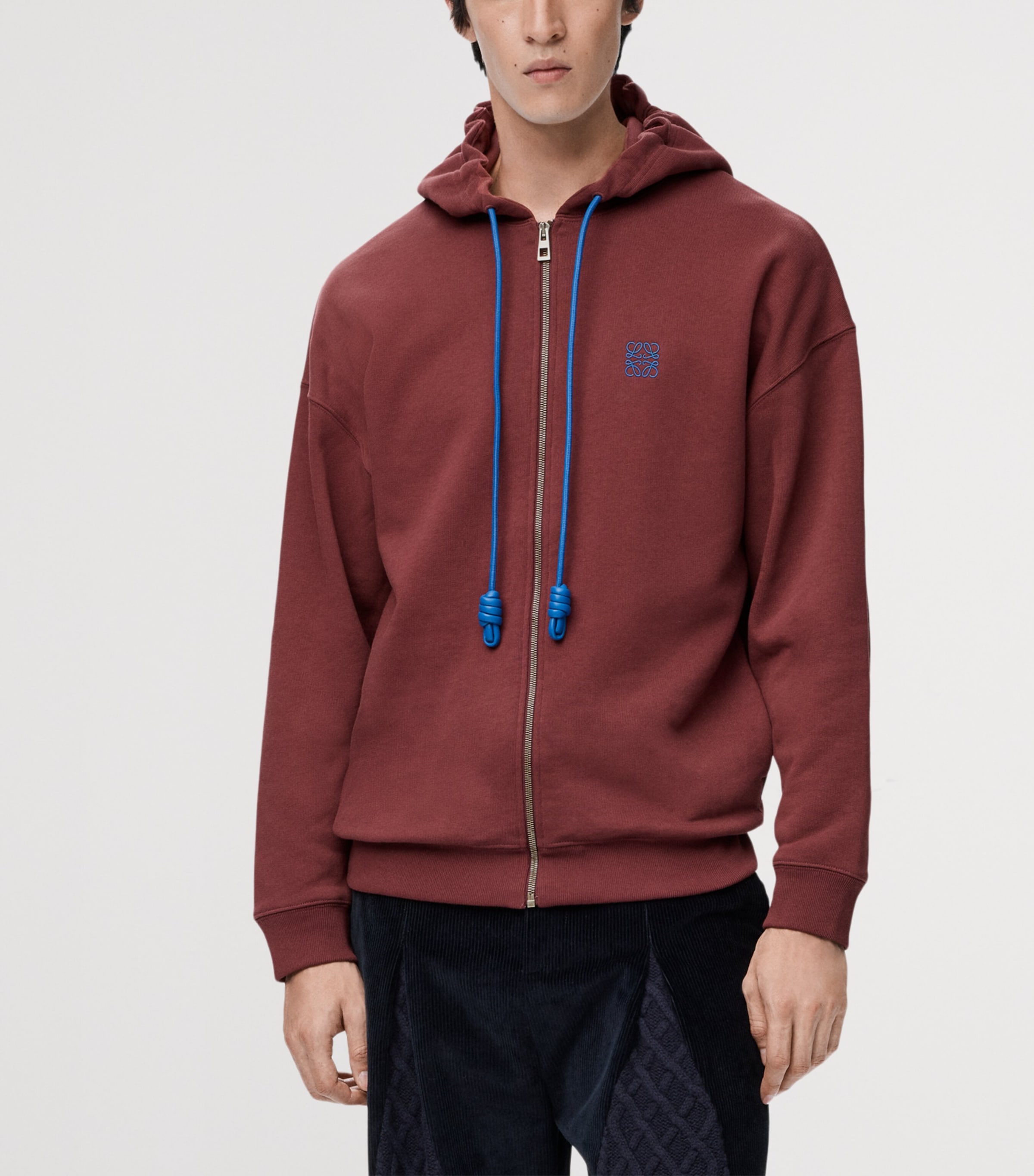Cotton-Blend Anagram Hoodie BURGUNDY Image 3