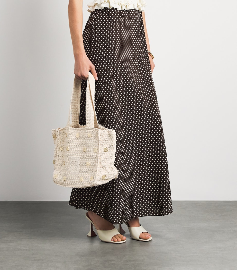 Sandro Paris Crochet Logo Shoulder Bag Ecru Image 4