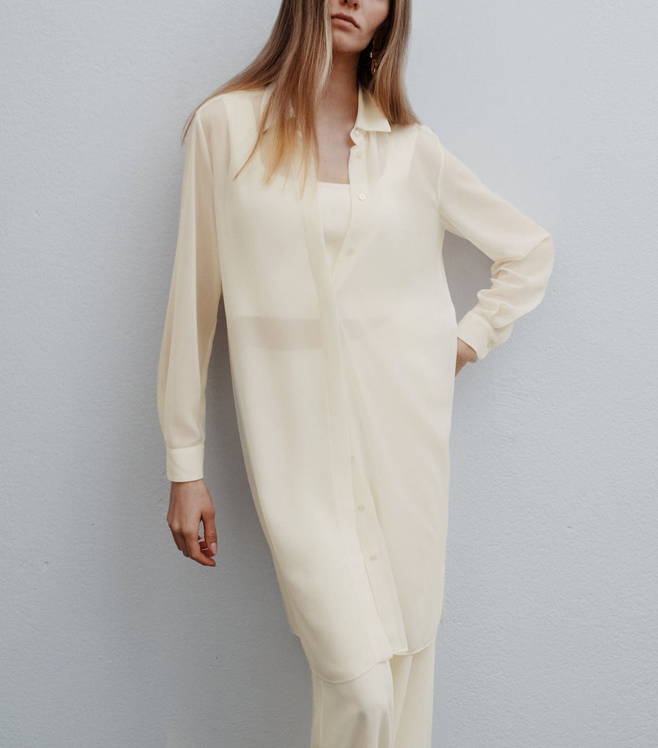 Marella Womens Long Georgette Shirt Wool White Image 4