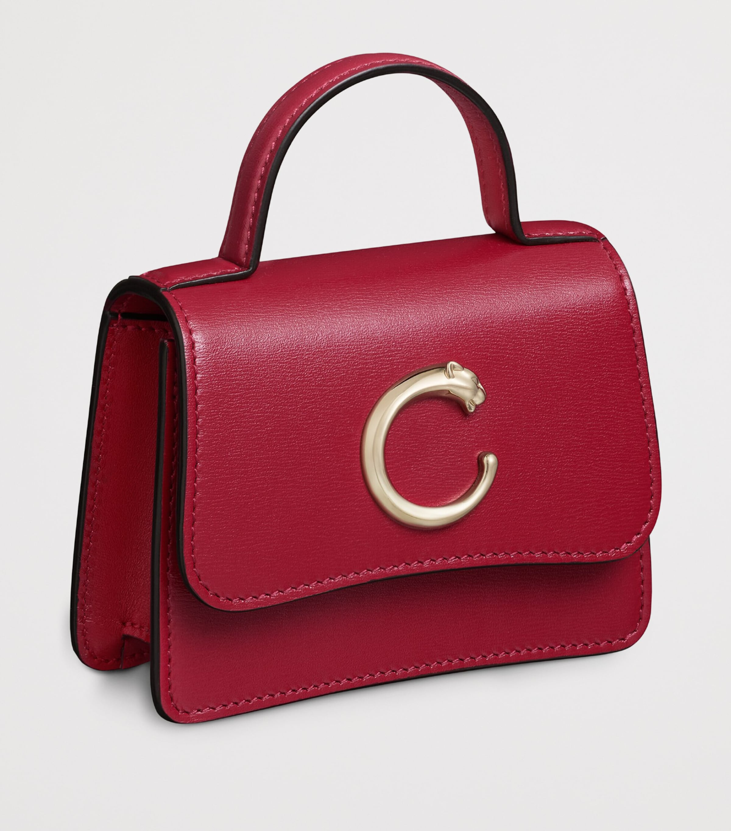 Cartier Micro Leather Panthère de Cartier Top-Handle Bag Cherry Red Image 5