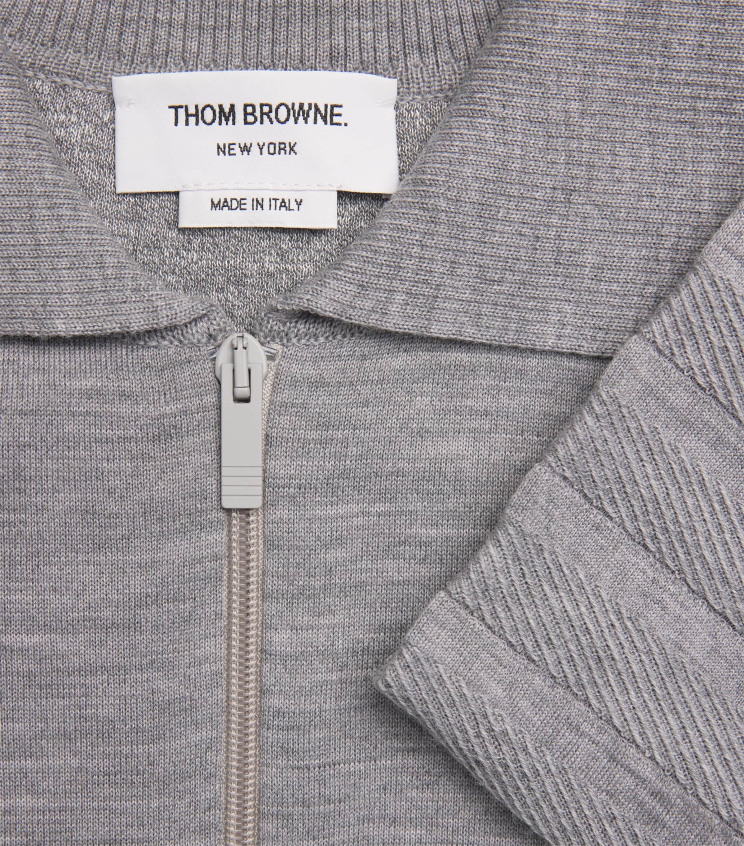 Cotton Half-Zip Polo Shirt LT GREY Image 5