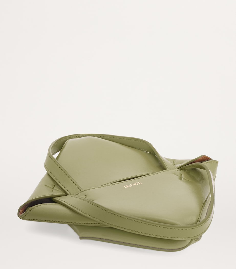 Mini Leather Puzzle Fold Tote Bag EUCALYPTUS GREEN Image 8