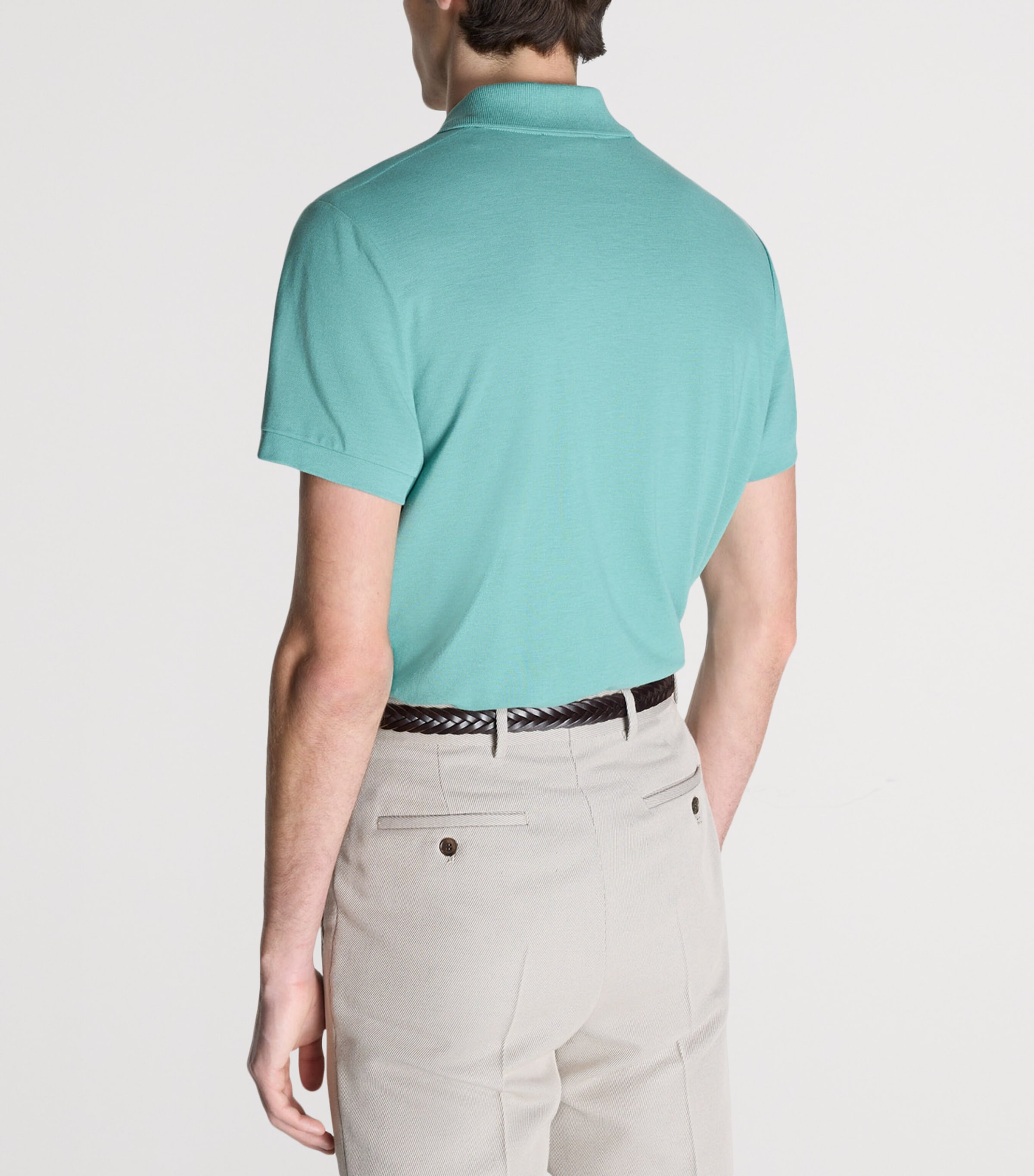 Dunhill Mens Cotton-Silk Polo Shirt Green Image 4