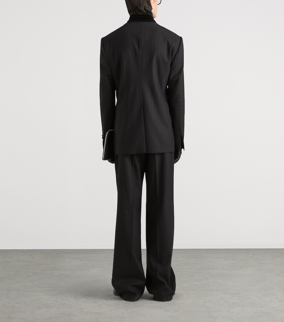 Dolce&Gabbana Mens Virgin Wool-Blend Pinstripe Tailored Trousers Striped Image 3