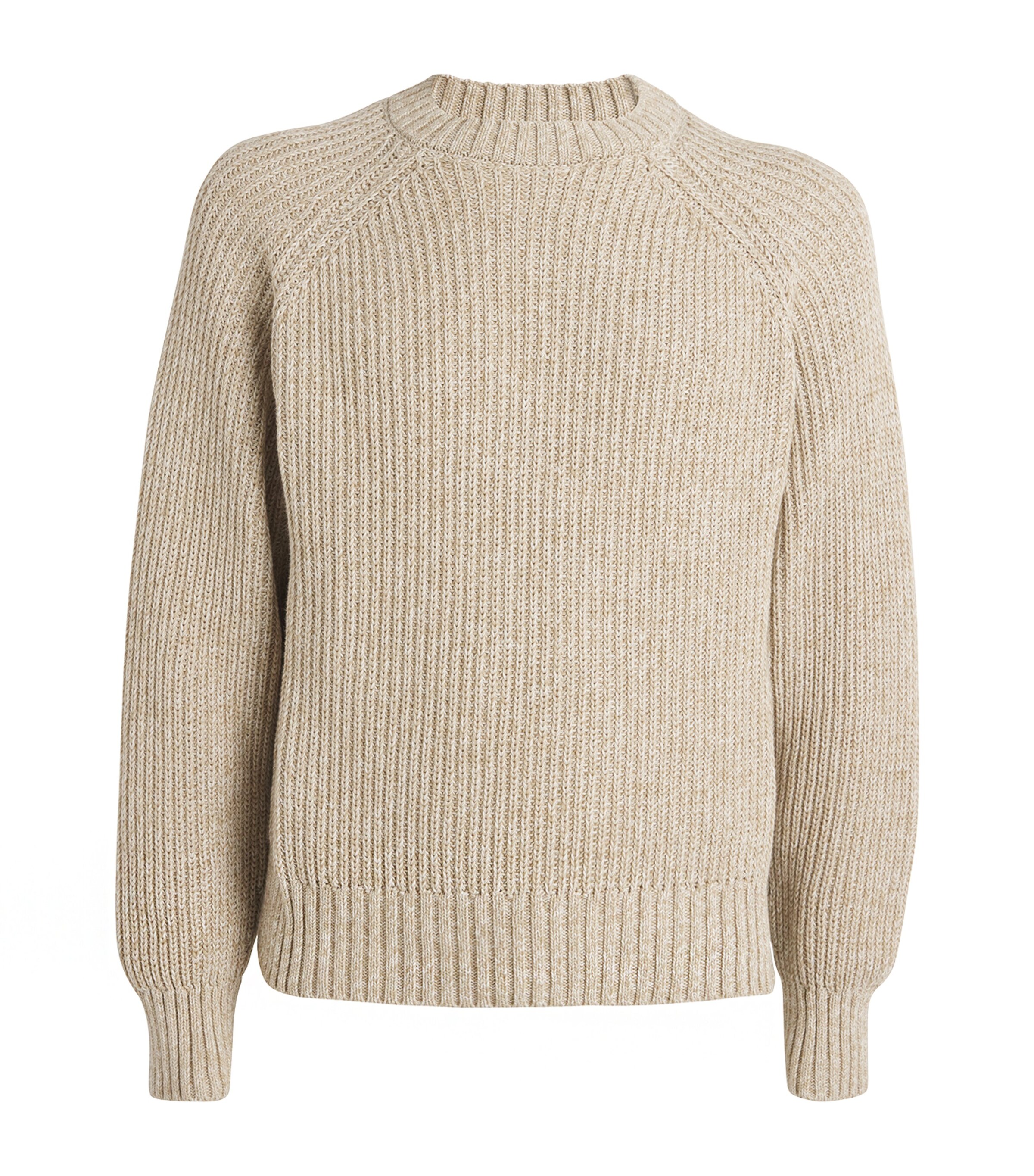 Officine Generale Mens Organic Cotton Sweater Ecru/khaki Image 1