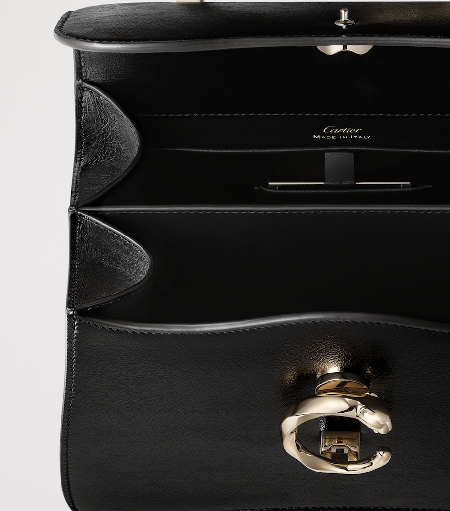 Cartier Mini Leather Panthère de Cartier Top-Handle Bag Black Image 2