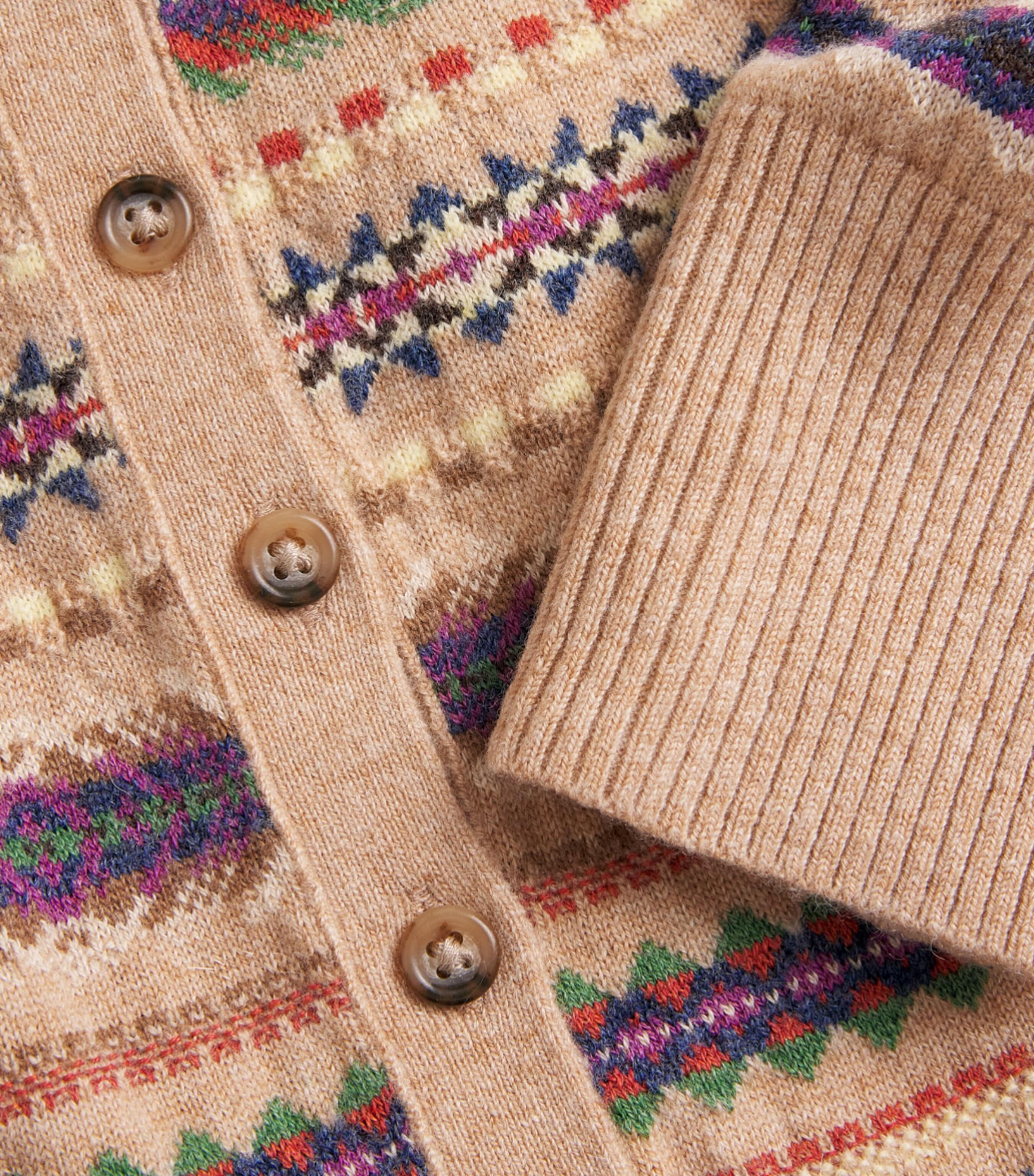 Polo Ralph Lauren Womens Wool-Blend Fair Isle Cardigan Tan Multi Image 6