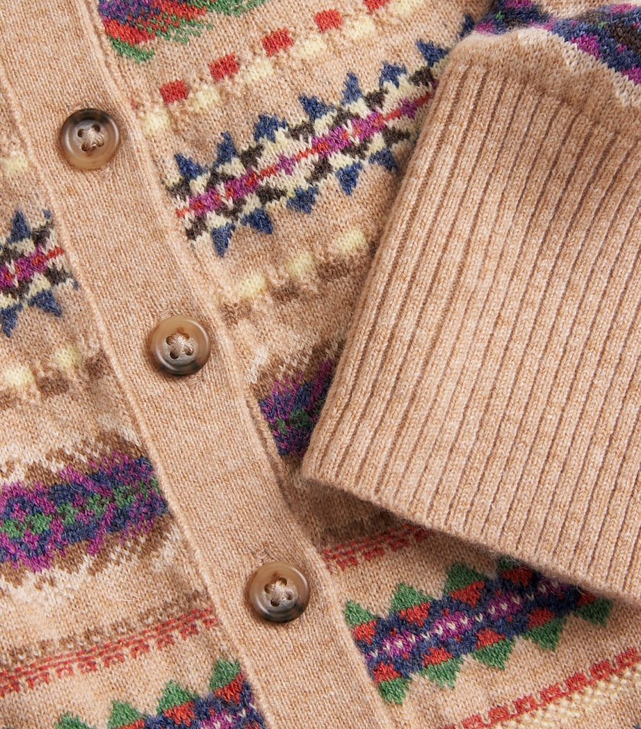 Polo Ralph Lauren Womens Wool-Blend Fair Isle Cardigan Tan Multi Image 6