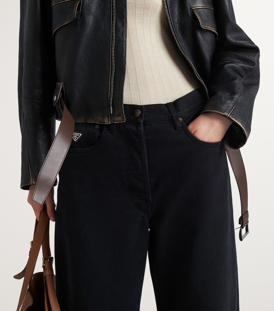 Prada Womens Garment-Dyed Relaxed Jeans Image 3