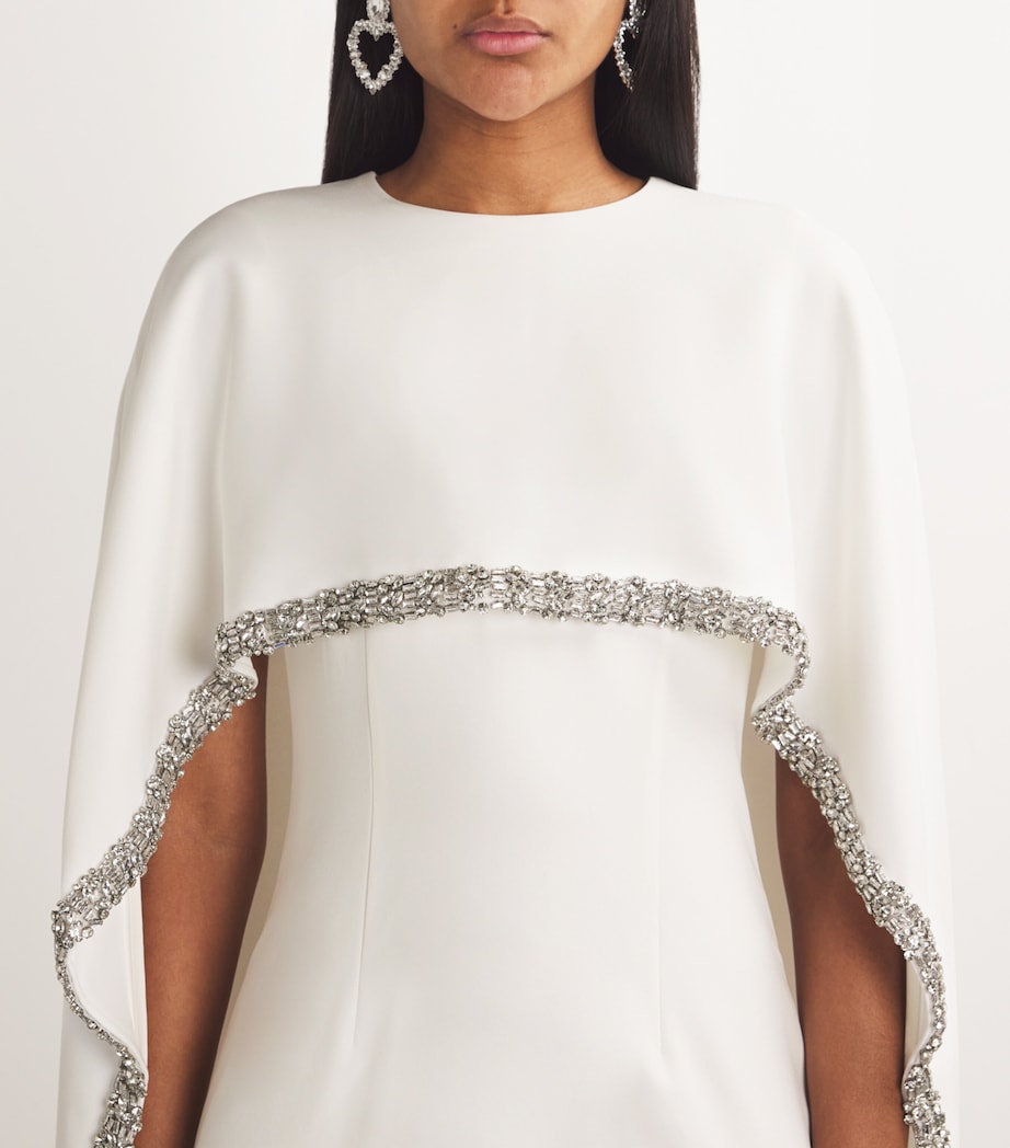 Roland Mouret Womens Satin Sparkling-Detail Mini Dress White Image 6