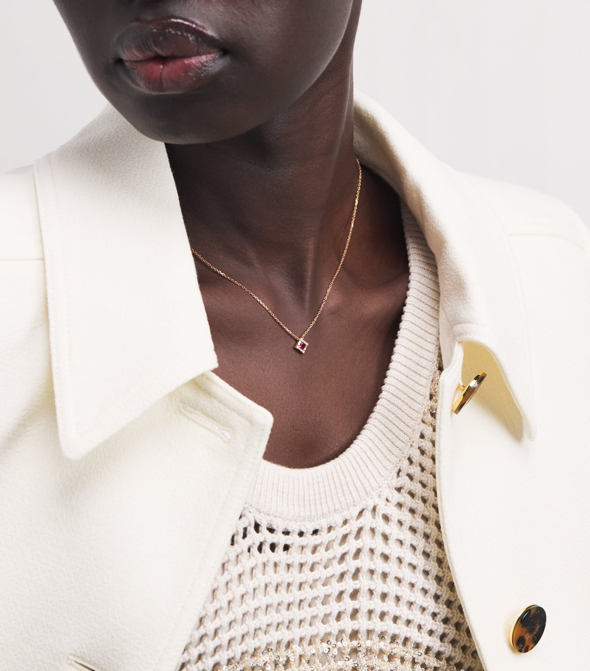 Suzanne Kalan Rose Gold Ruby and Diamond Mini Princess Pendant Necklace Rg/r Image 4