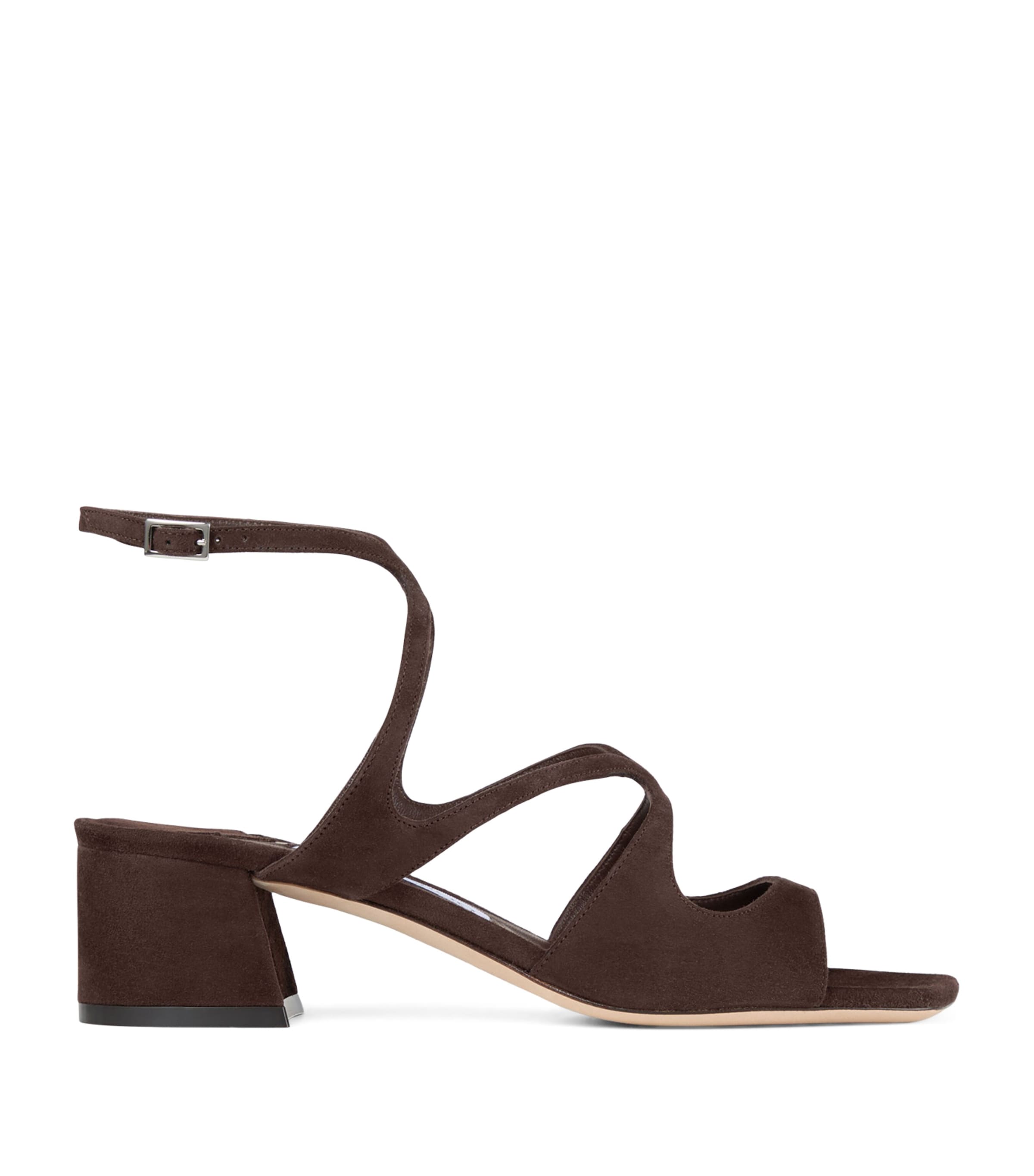 Jimmy Choo 45mm Azilia Mid-heel Cut-out Sandals In Brown