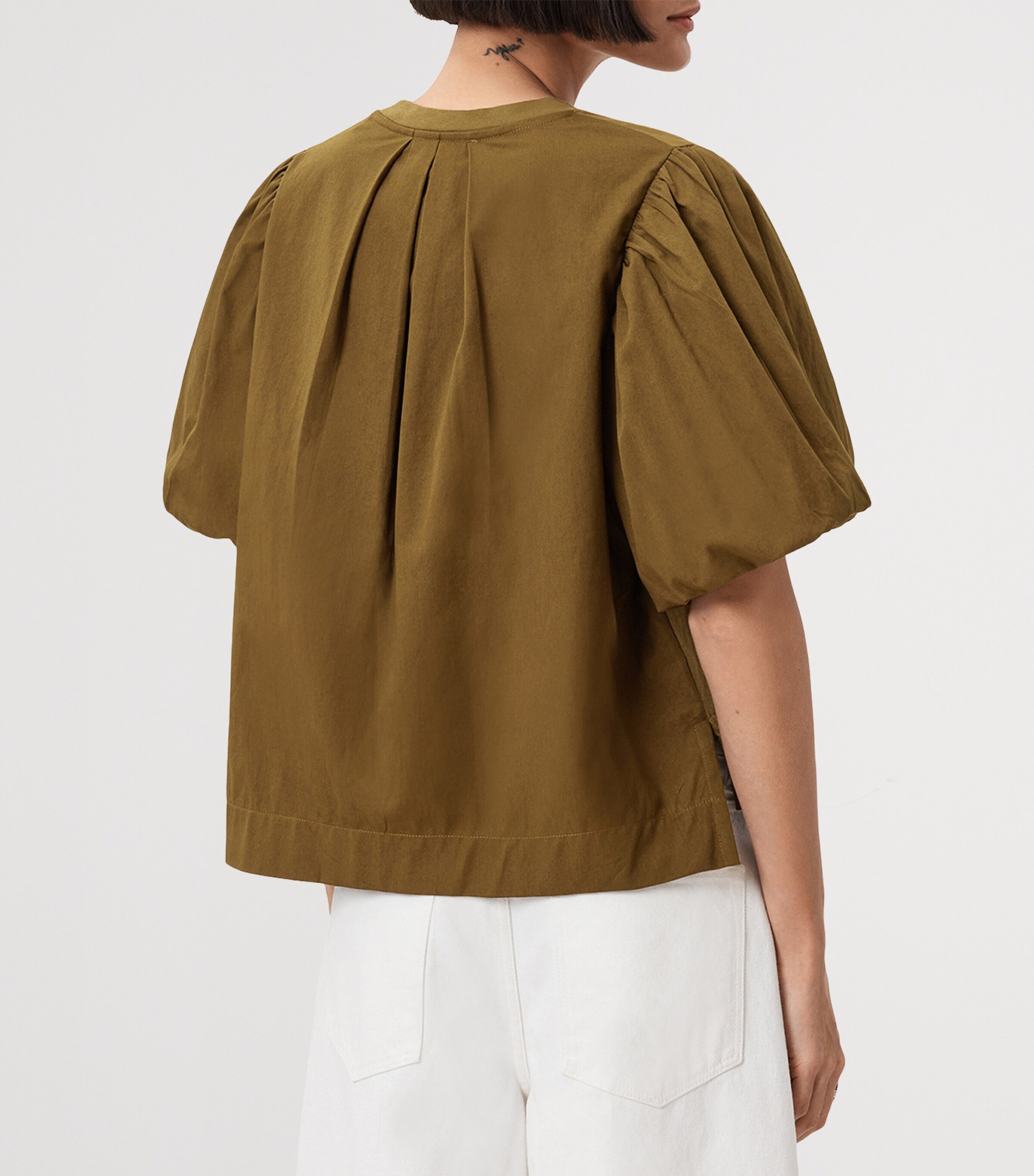 AllSaints Womens Organic Cotton Jess T-Shirt Fango Green Image 6