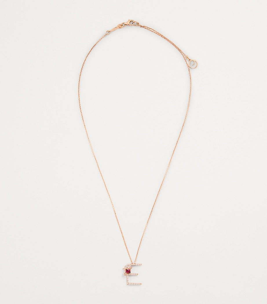 Rose Gold, Diamond and Amethyst Letter 'E' Necklace ROSE GOLD Image 3