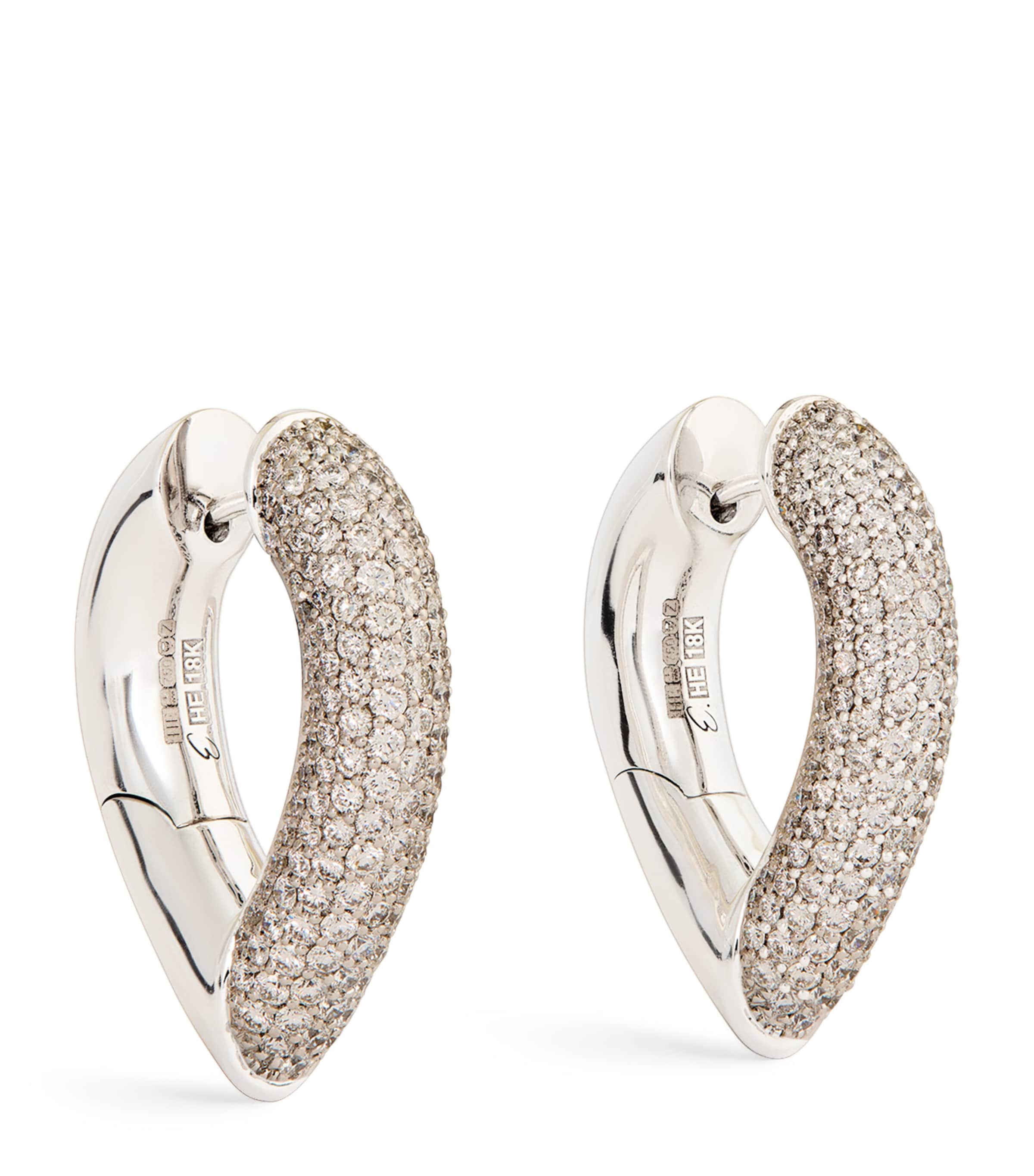 Engelbert Big White Gold And Diamond Drop Link Earrings In Metallic