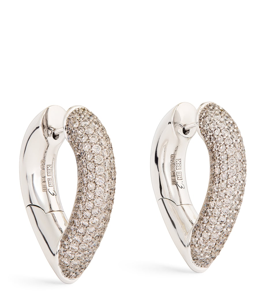 Big White Gold and Diamond Drop Link Earrings WHITE GOLD Image 1