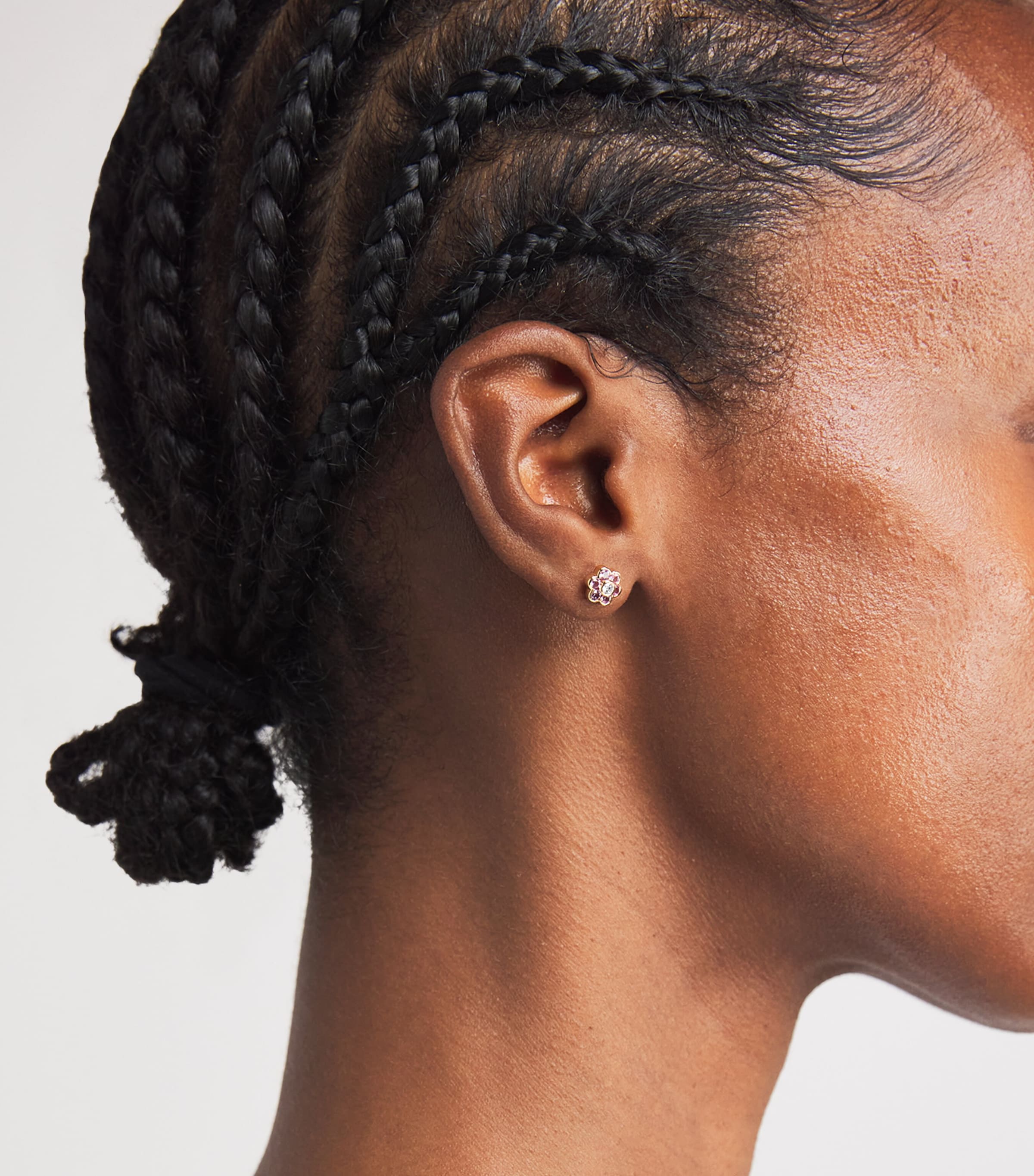 Small Rose Gold, Diamond and Sapphire Flora Stud Earrings ROSE GOLD Image 5