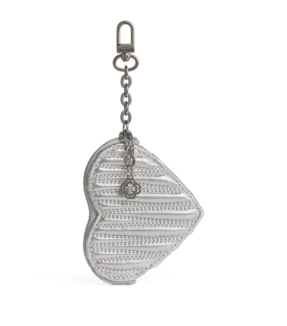 Maje Matelassé Leather Heart Purse Silver Image 1