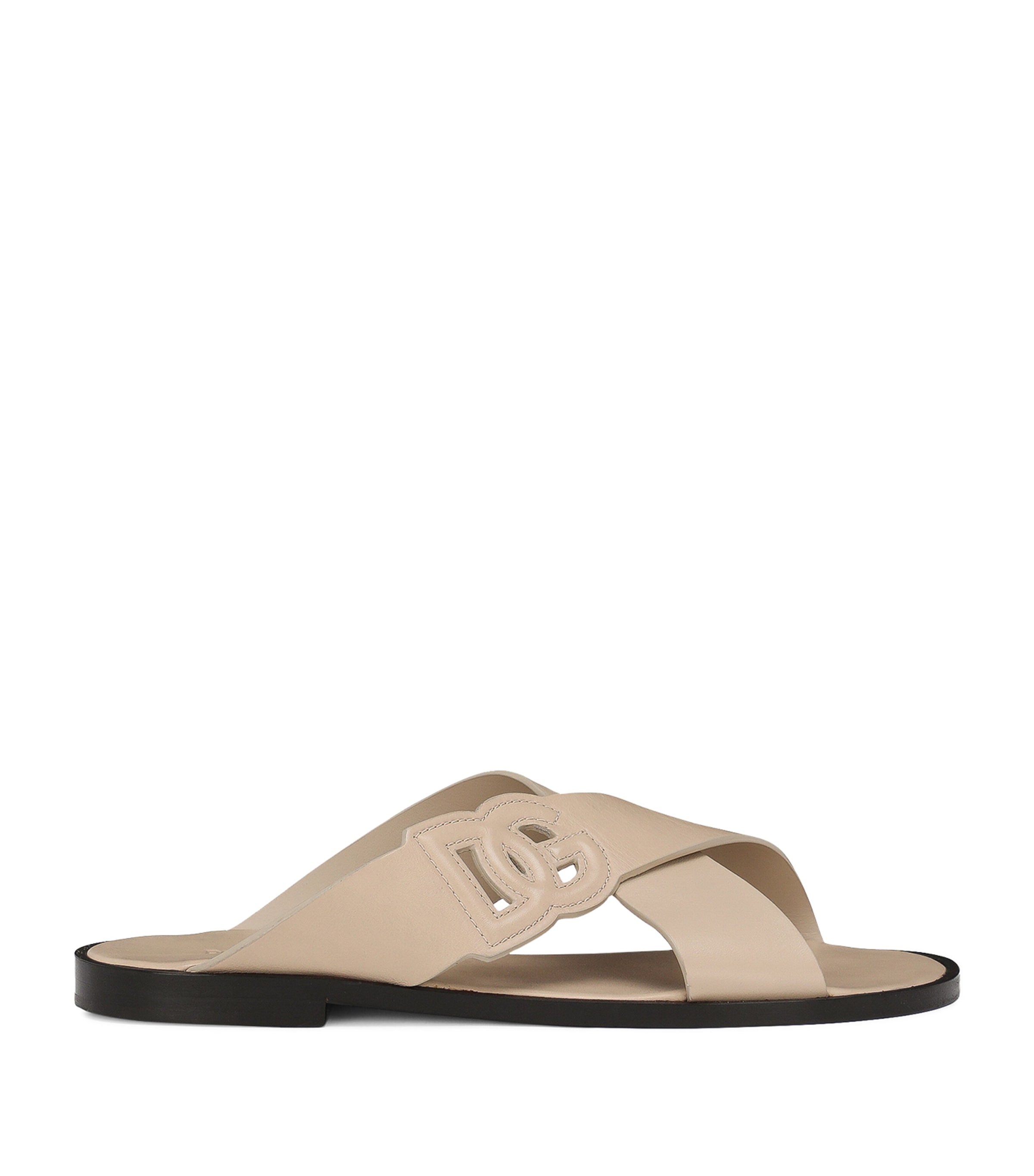 Dolce & Gabbana Leather Logo Crossover Sandals | Holiday Shop | Mens | Sandals | Men Shoes | Sliders | Designers | Dolce & Gabbana