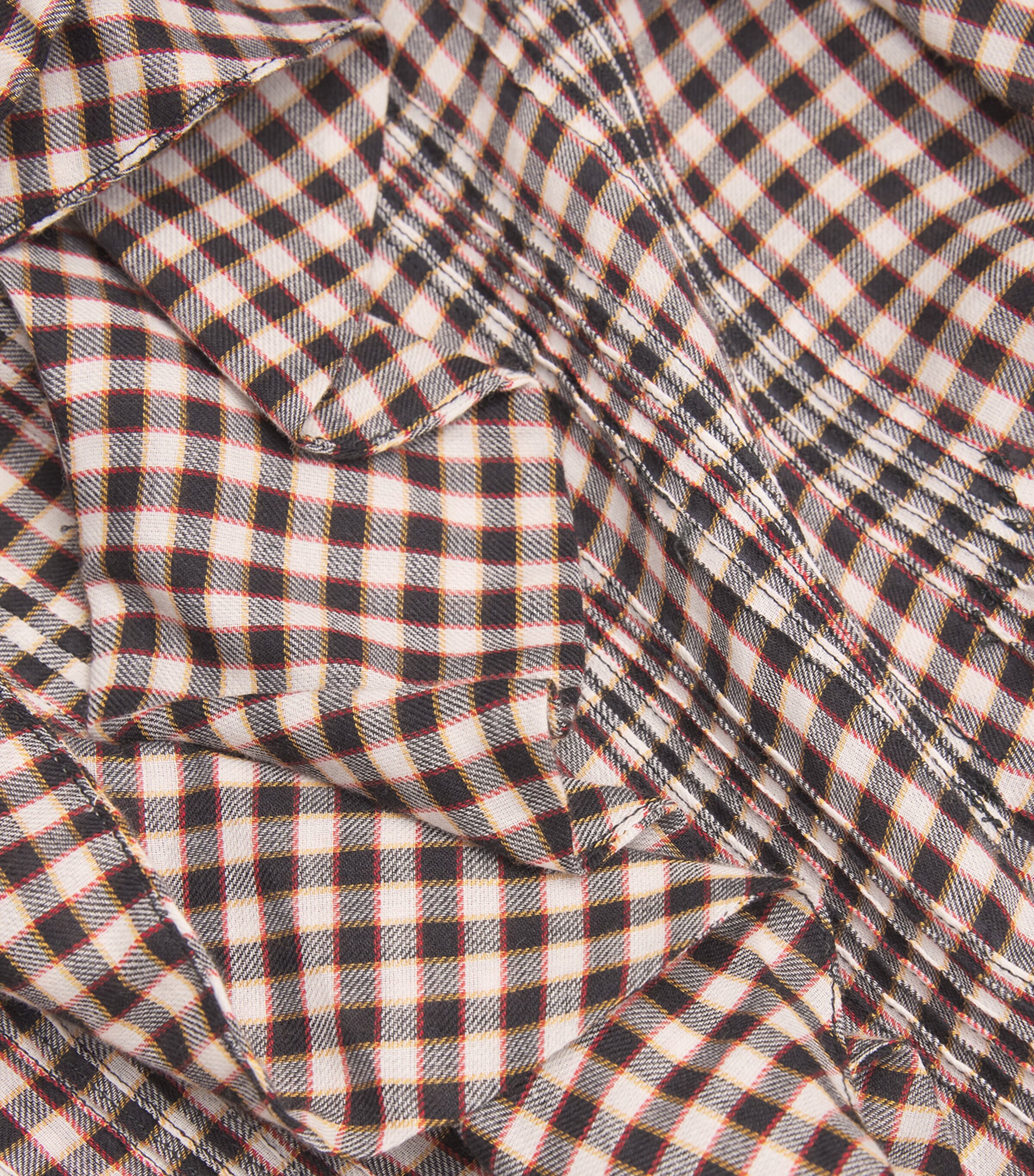 DÔEN Womens Organic Cotton Ruffled Hardy Blouse Delphine Plaid Image 5