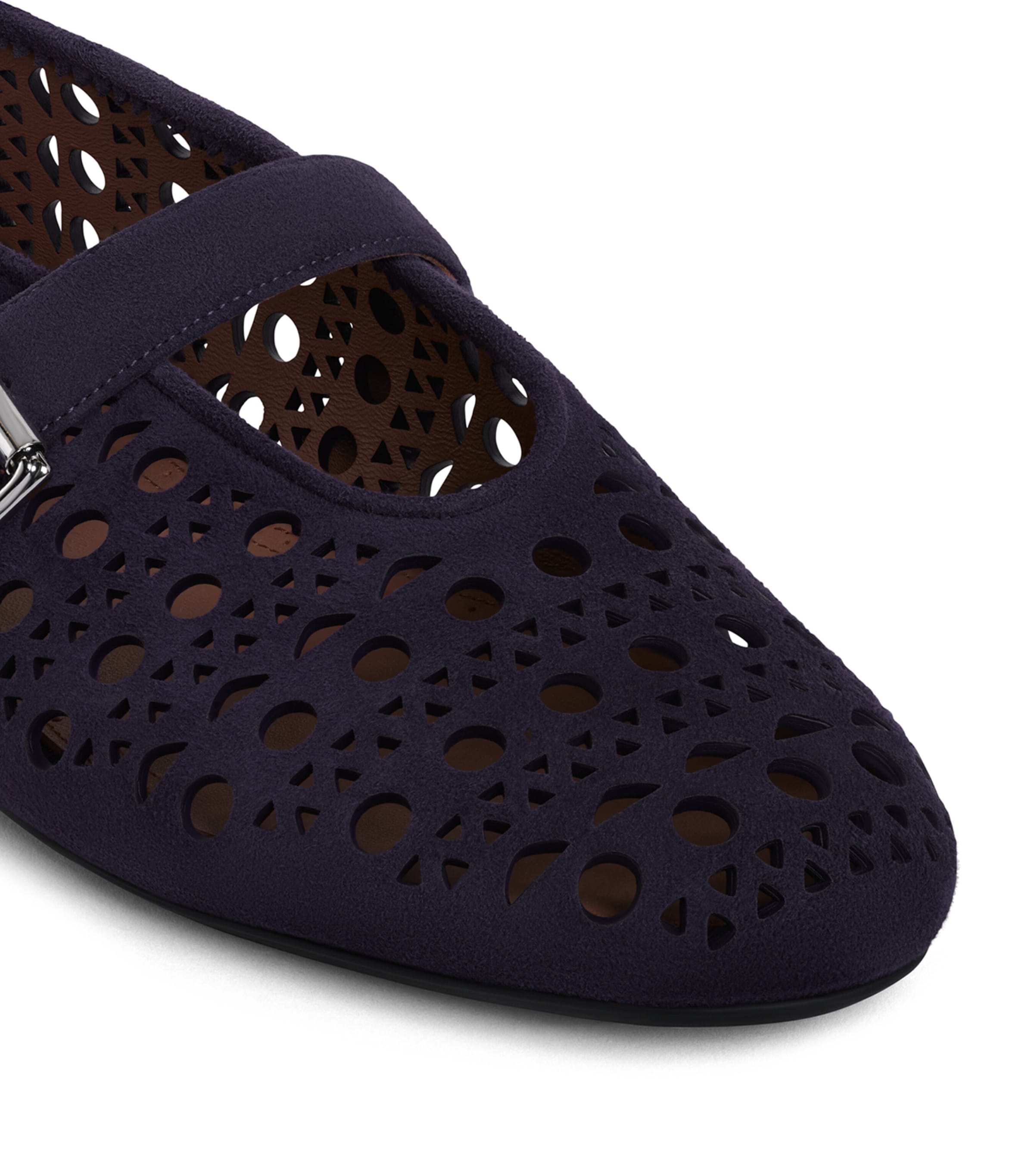 Alaïa Womens Suede Vienne Ballet Flats Aubergine Image 4
