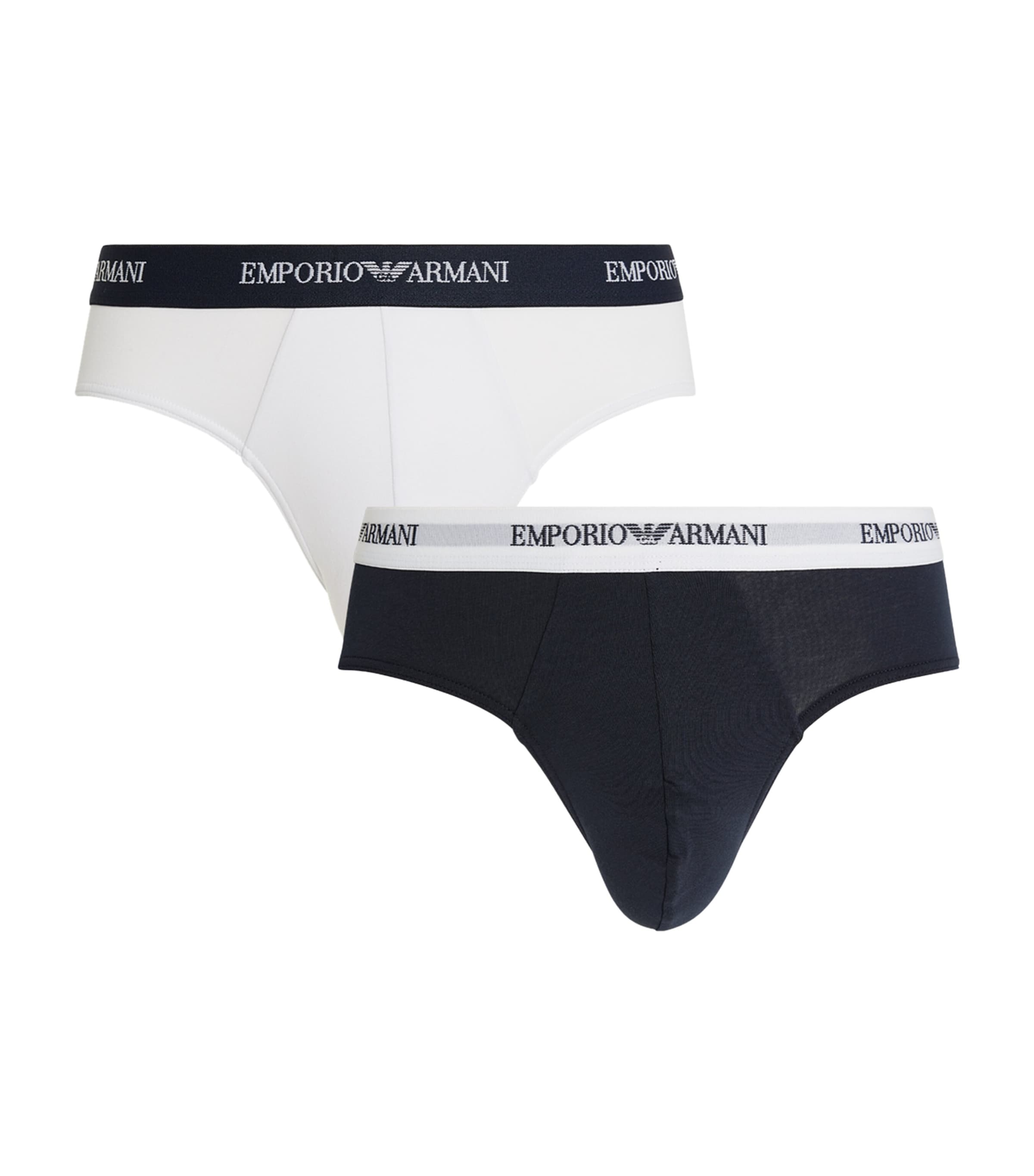 Shop Emporio Armani Stretch-cotton Briefs In White