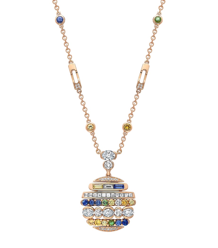 Boodles Rose Gold, Diamond, Sapphire and Tsavorite Play of Light Pendant Necklace Rose Gold Image 1