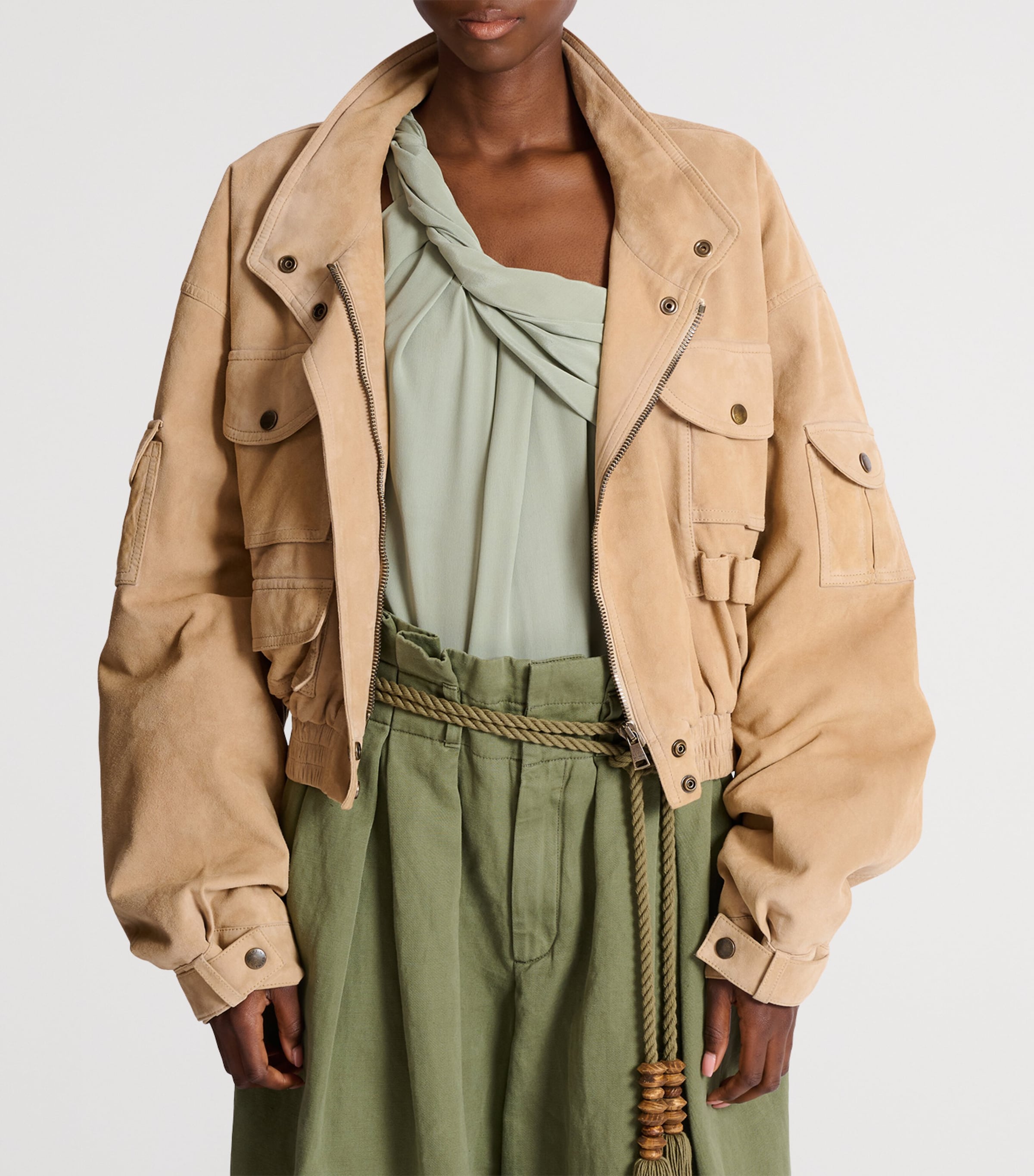 Suede Bomber Jacket 8FI SABLE Image 2