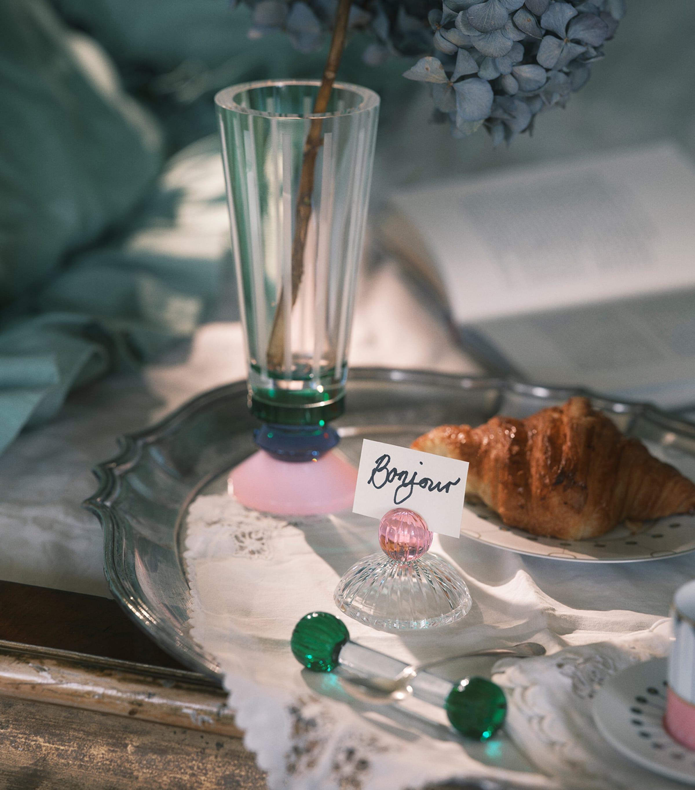 Reflections Copenhagen Crystal Amelie Vase (25cm) Clear, Teal And Rose Image 2