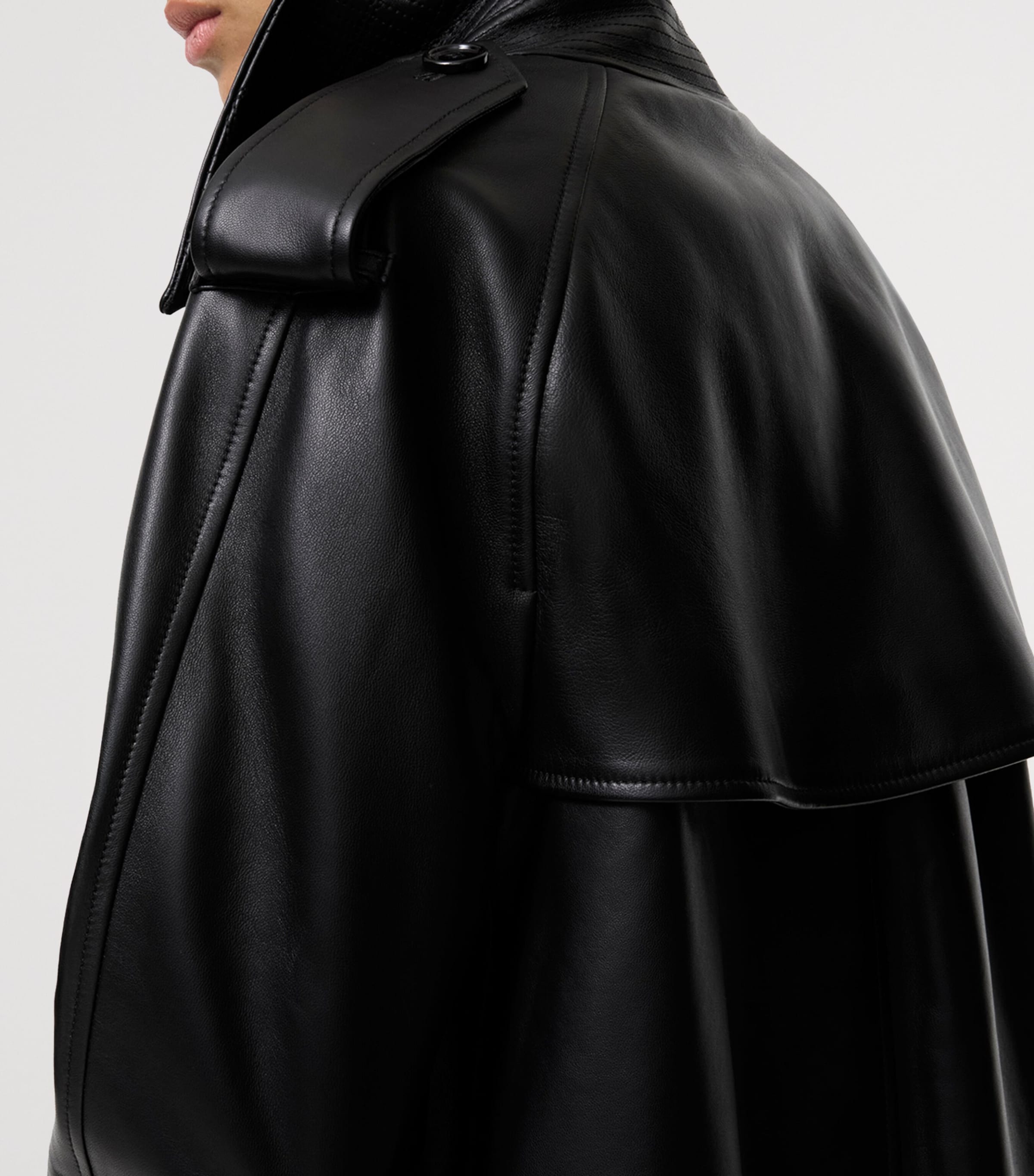 Burberry Womens Leather Mayfair Jacket Black Image 4