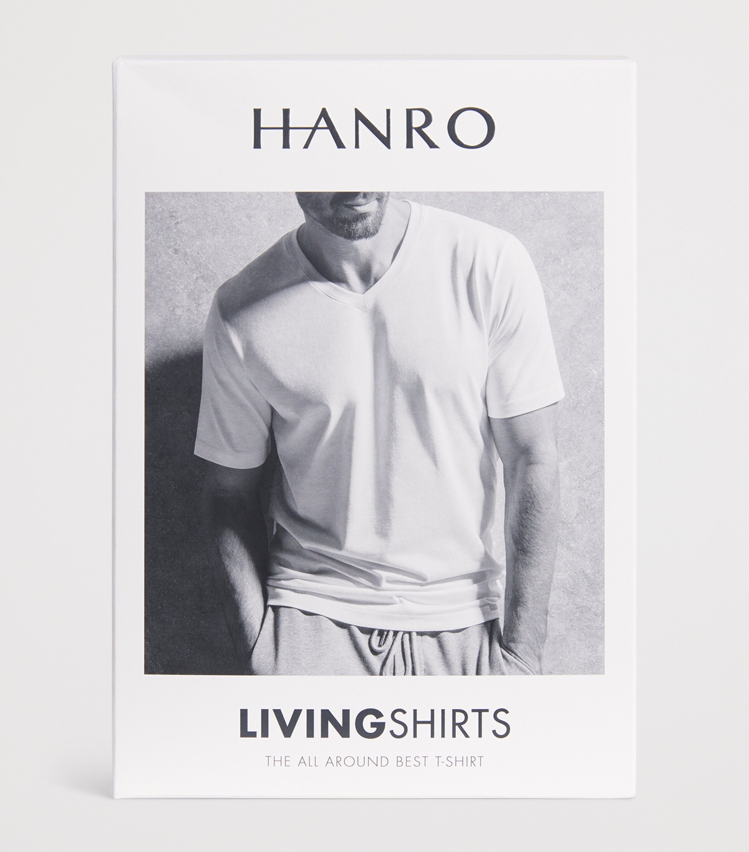 Hanro Mens Cotton Living V-Neck T-Shirt Moon Image 6