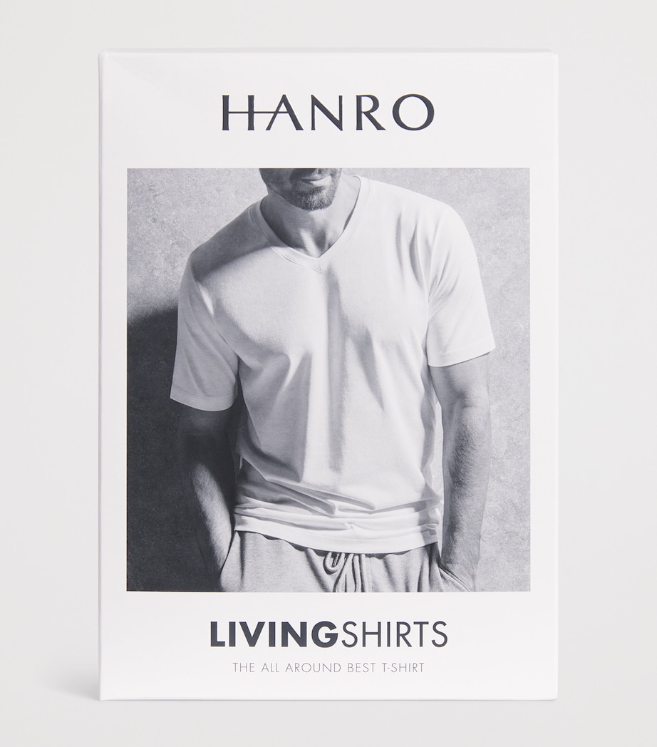 Hanro Mens Cotton Living V-Neck T-Shirt Moon Image 6