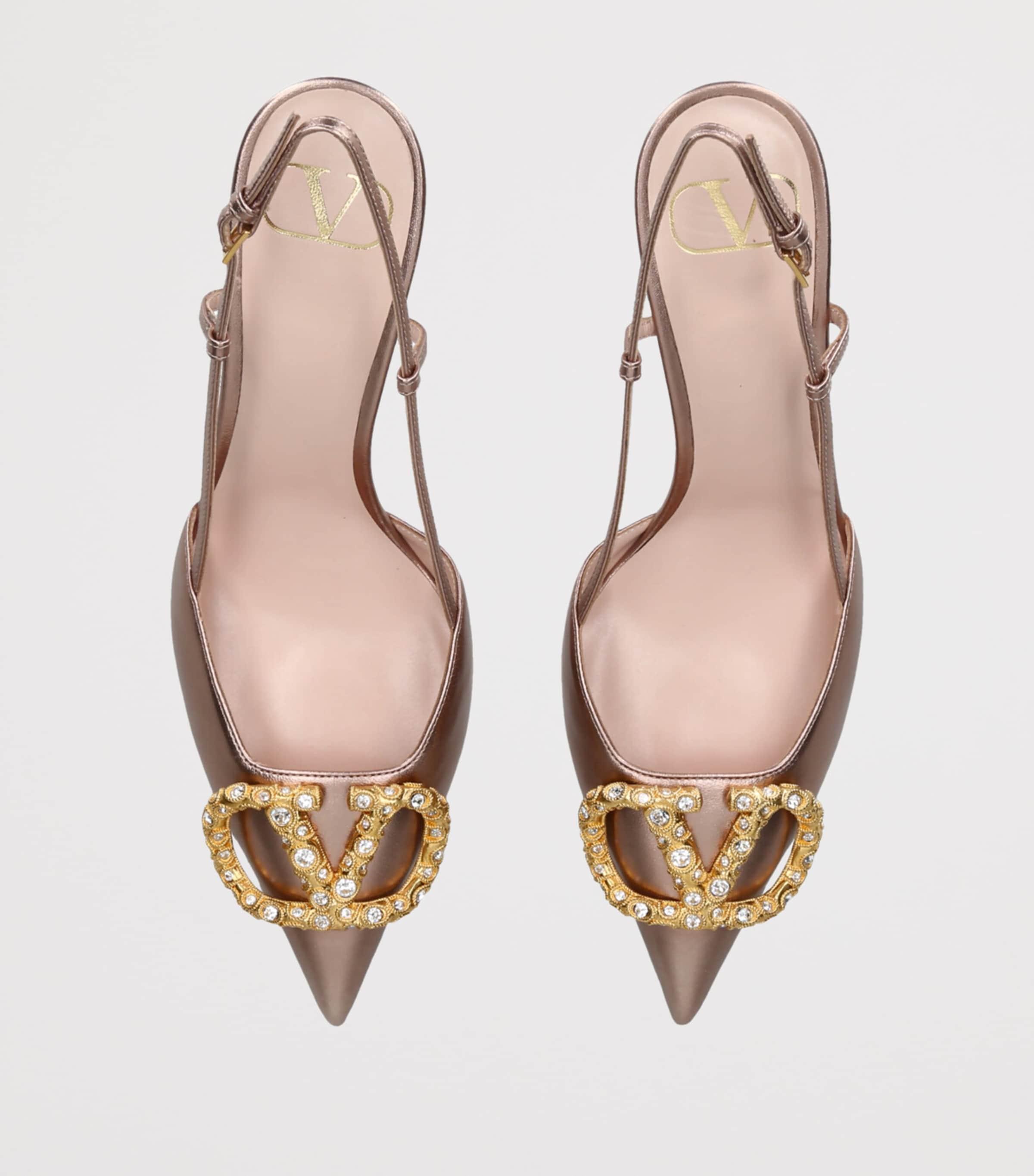 Leather Embellished VLogo Slingback Pumps 80 BLUSH Image 4