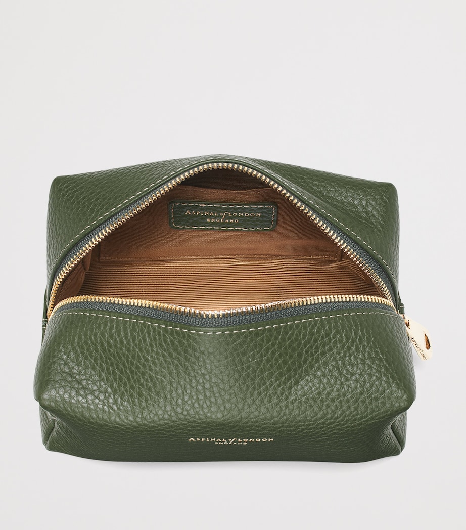 Aspinal Of London Medium Leather London Cosmetic Case Racing Green Image 4