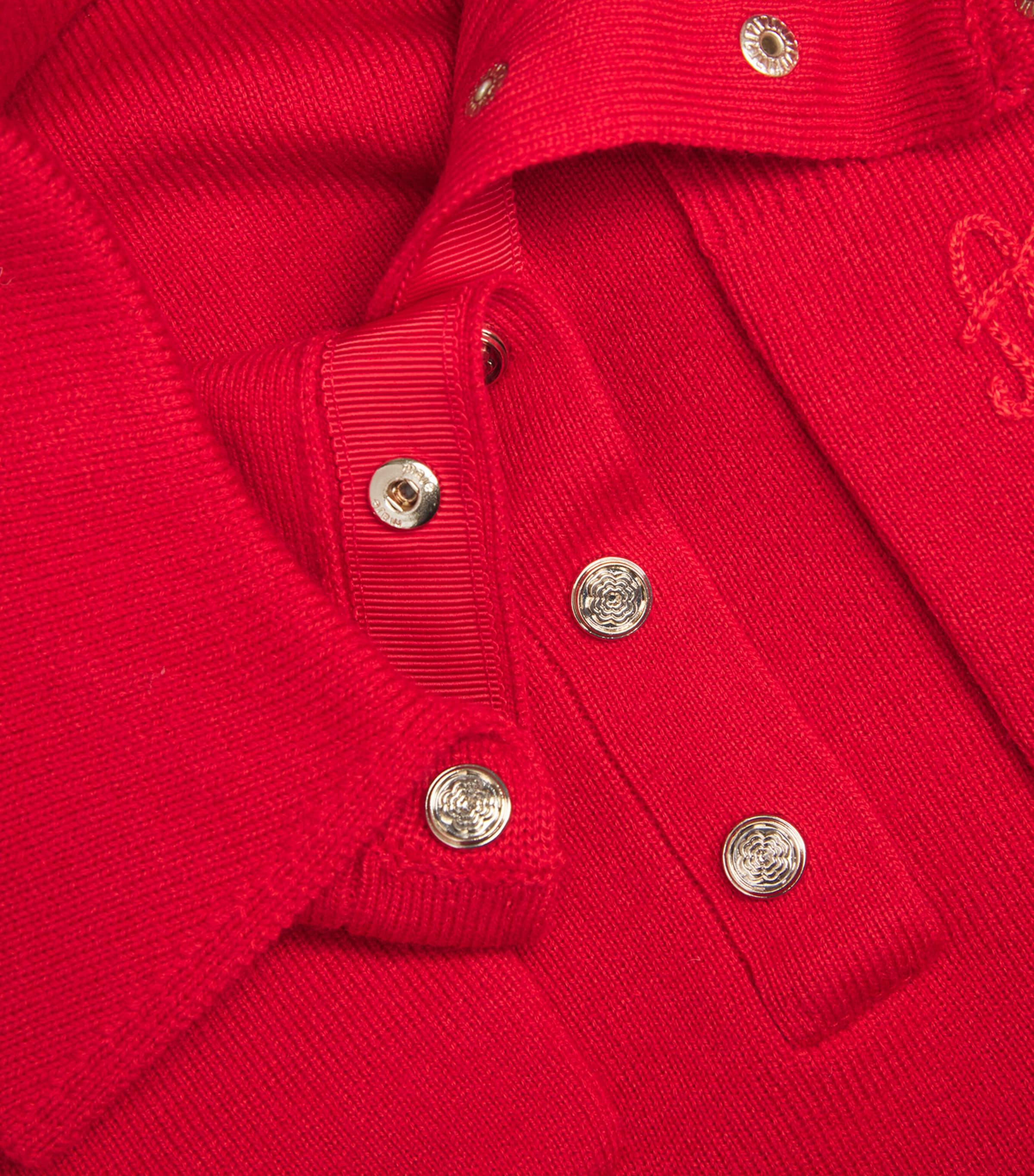 Embroidered Knitted Polo Shirt RED Image 5