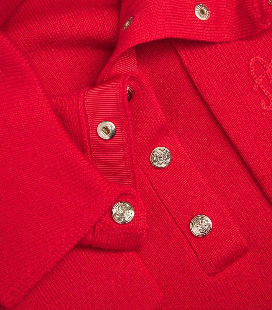Embroidered Knitted Polo Shirt RED Image 5