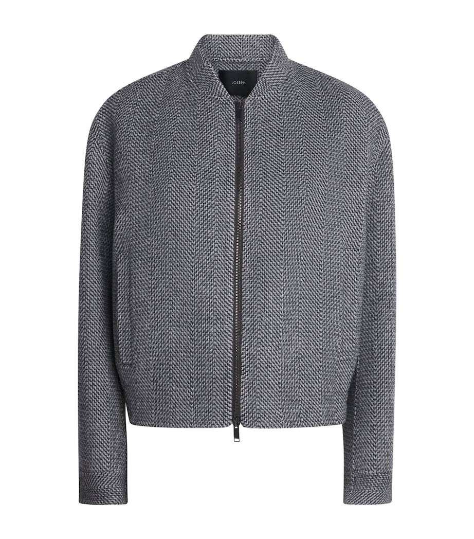 Virgin Wool Herringbone Gustave Bomber Jacket IVORY/SMOKE Image 1