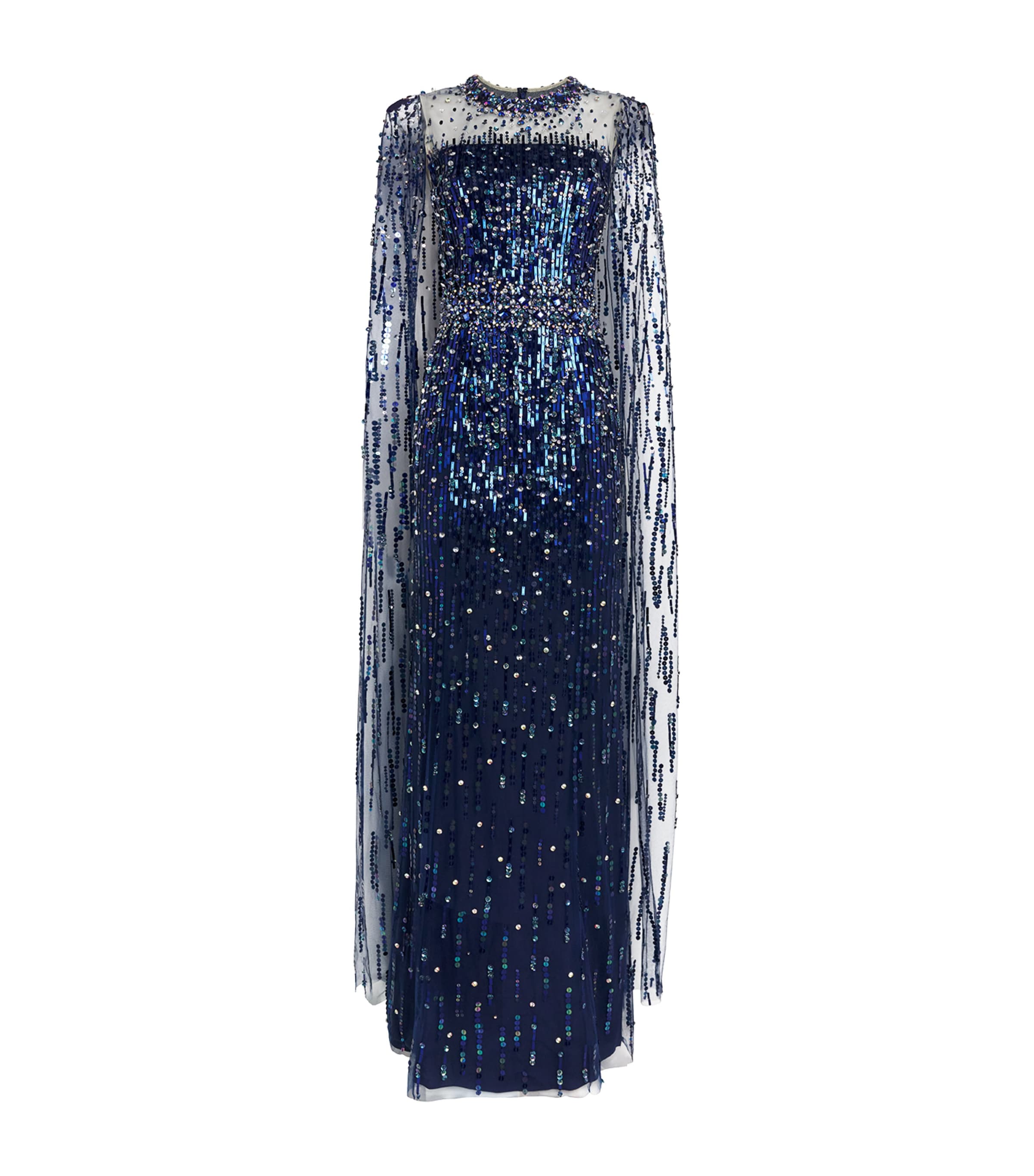 Jenny Packham Sequin-embellished Lux Gown In Blue