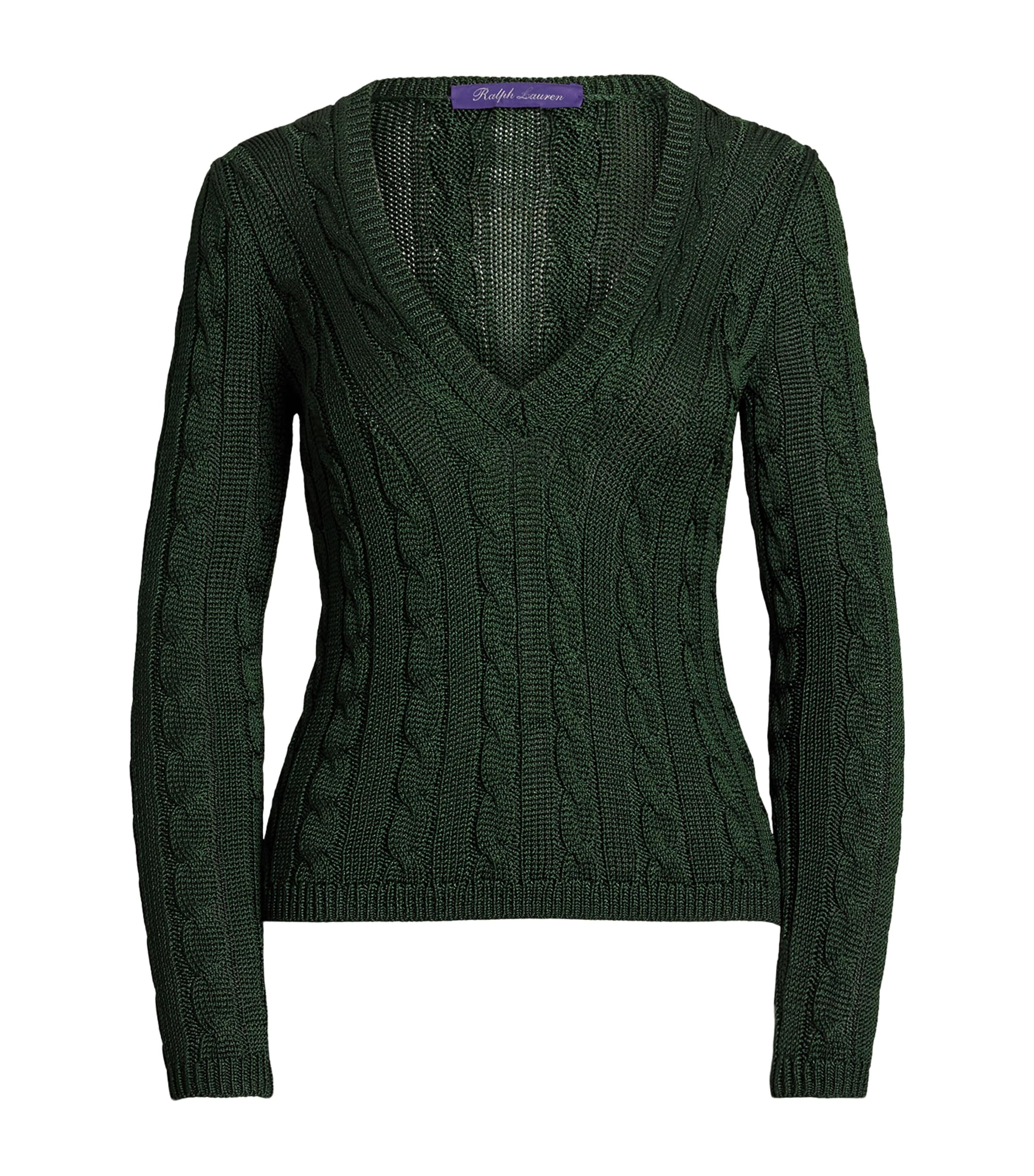 Ralph Lauren Silk V-neck Sweater In Green