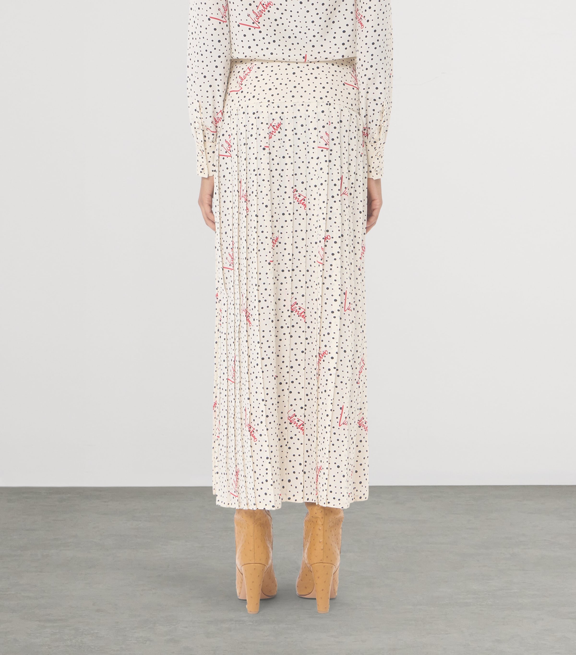 Valentino Womens Silk Plus De Pois Midi Skirt Image 5