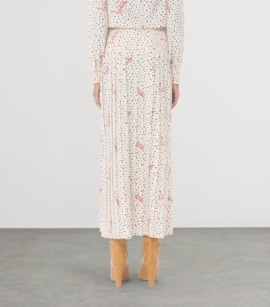 Valentino Womens Silk Plus De Pois Midi Skirt Image 5