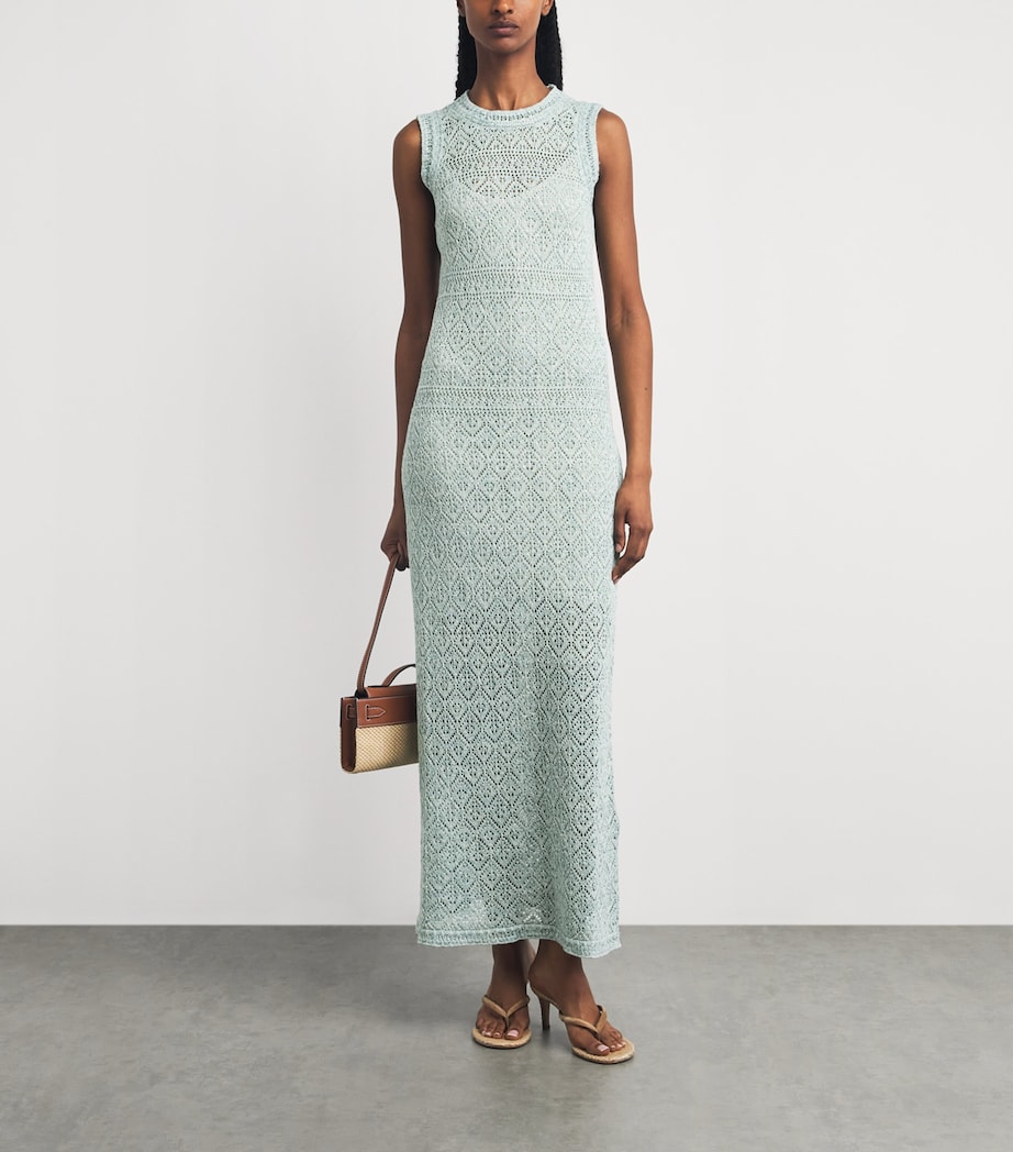 Eleventy Womens Cotton-Blend Crochet Midi Dress Giada Image 2