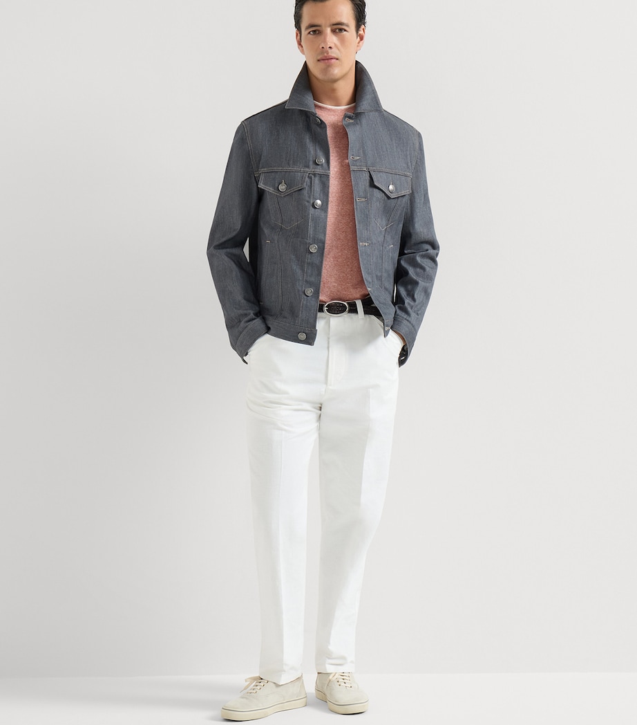 Brunello Cucinelli Mens Linen-Cotton Faux-Layered T-Shirt Image 2