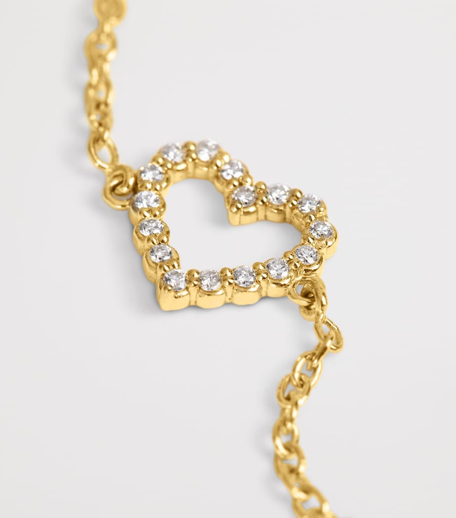 Yellow Gold and Diamond Open Heart Bracelet YELLOW GOLD Image 3