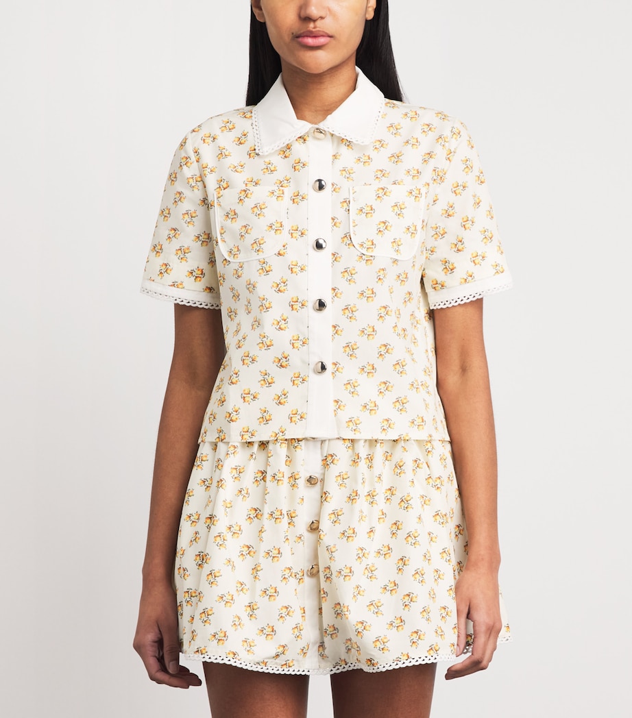 Maje Womens Lace-Trim Floral Shirt Yellow Small Flowers Image 4
