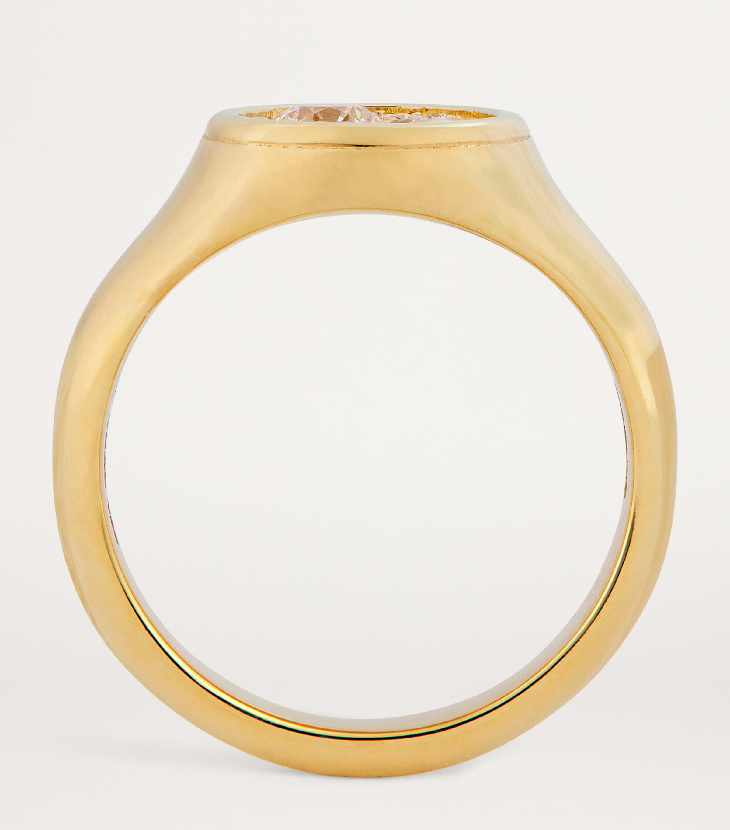 Yellow Gold and Diamond Forget Me Not Signet Ring YELLOW GOLD Image 3