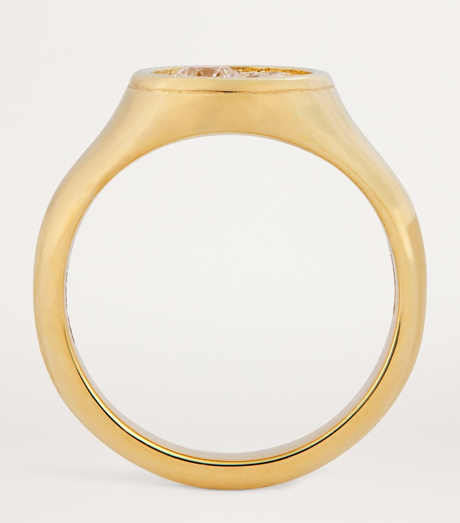 Yellow Gold and Diamond Forget Me Not Signet Ring YELLOW GOLD Image 3