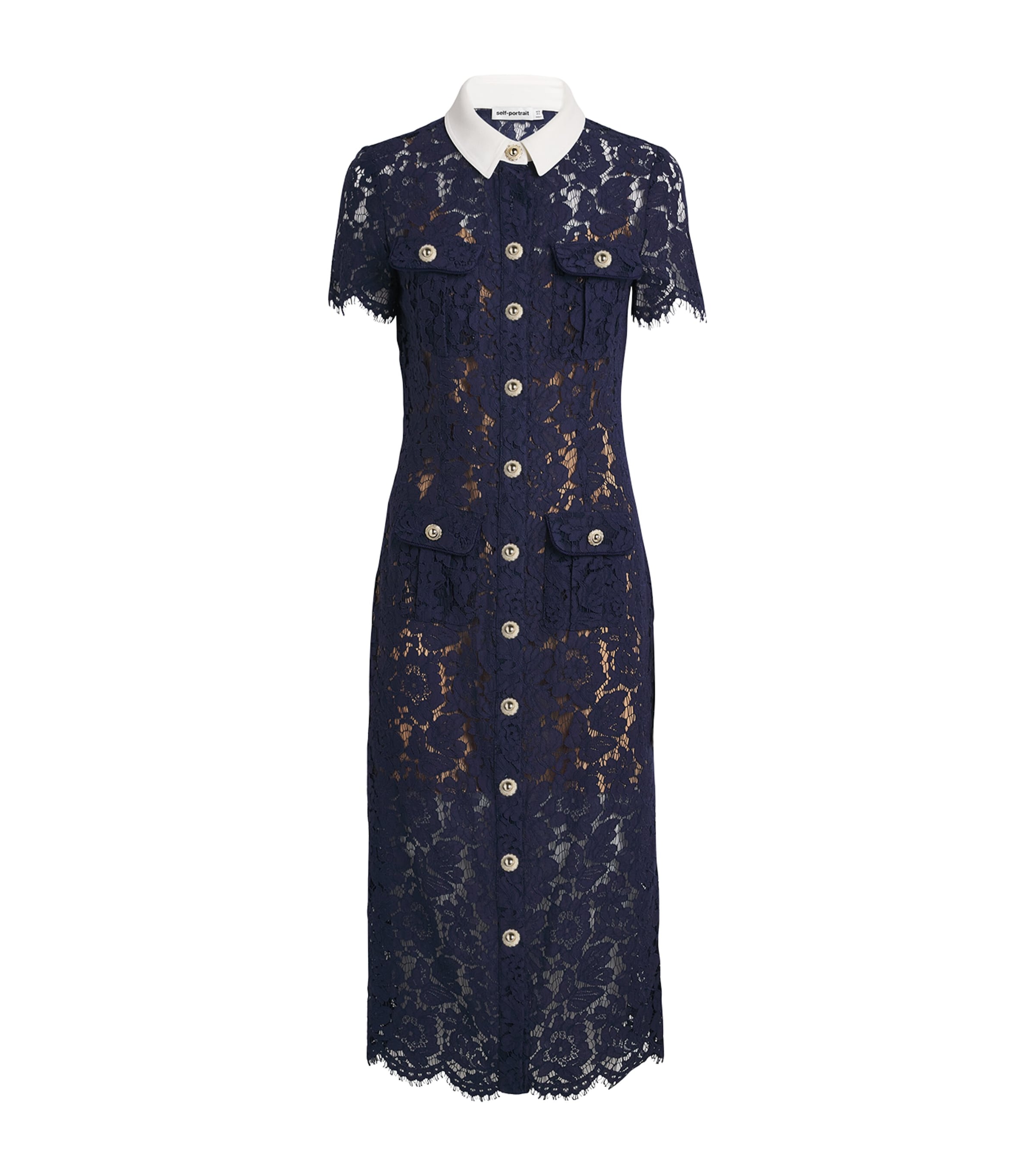 Self-portrait Self Portrait Women Lace Contrast Collar Midi Dress