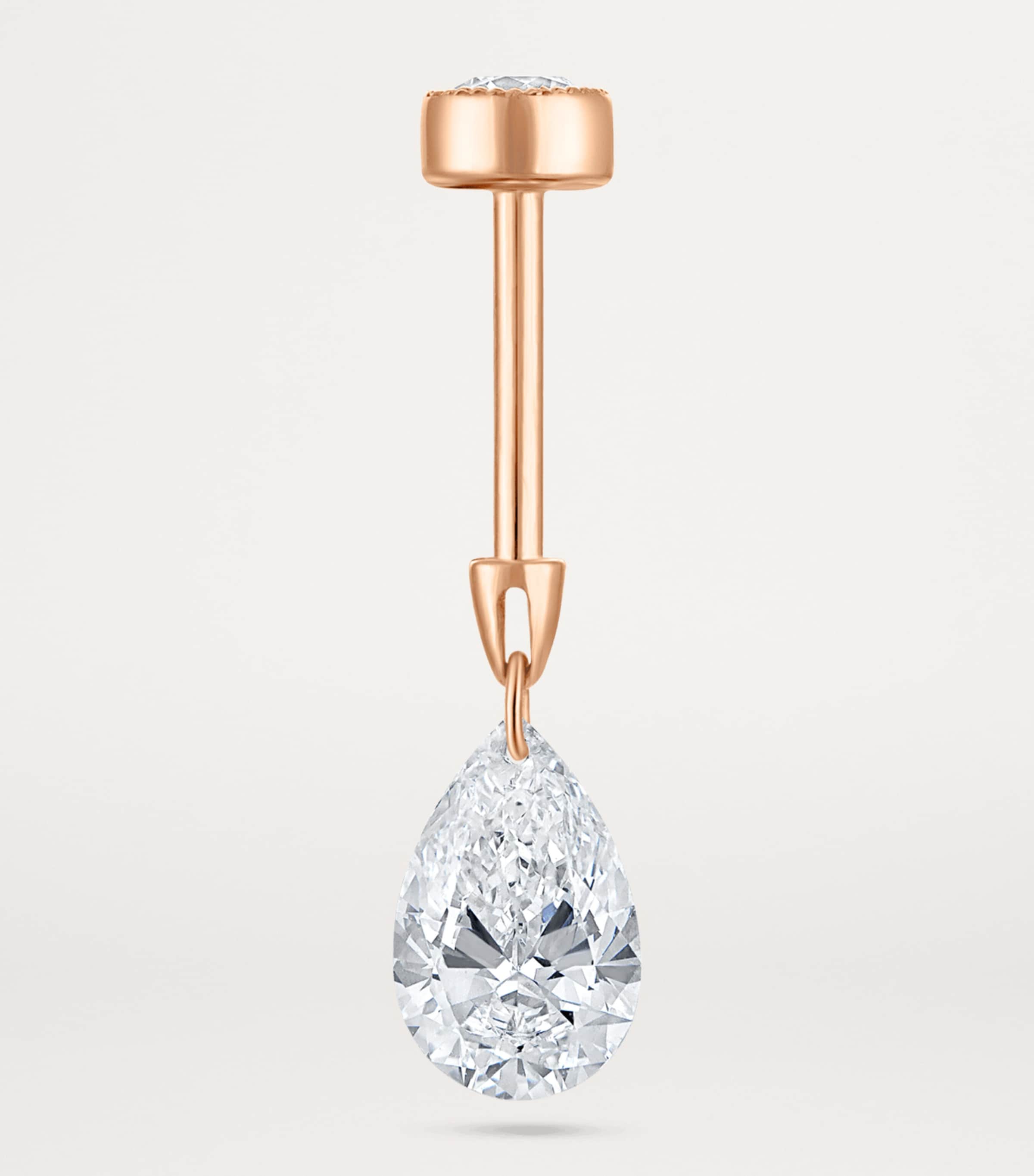 Maria Tash Rose Gold Floating Pear Diamond Charm Threaded Stud Earring (7mm) Rose Gold Image 2