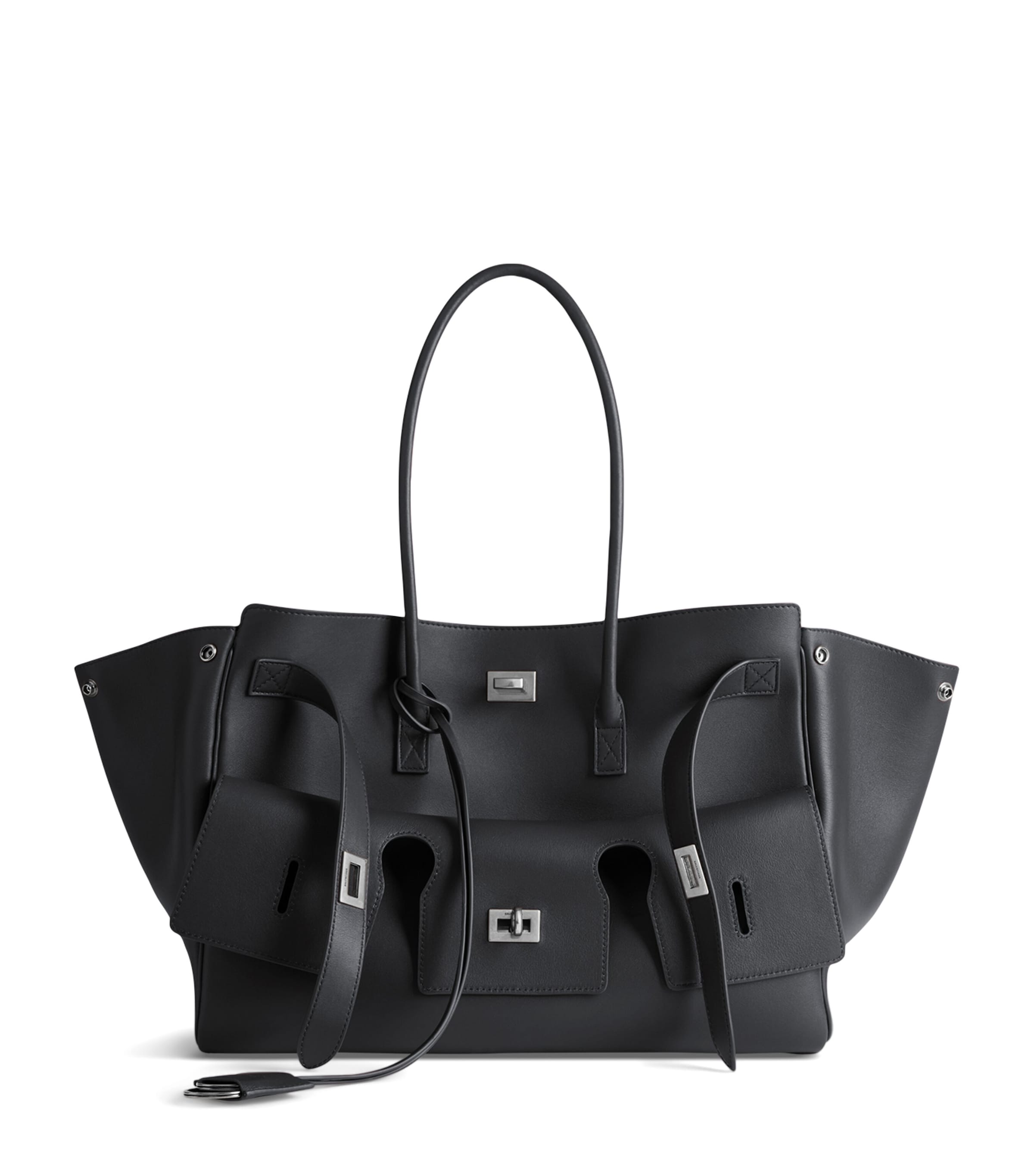 Balenciaga Medium Leather Bel Air Carry All Tote Bag In Black